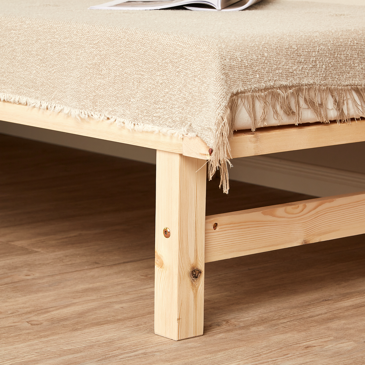 90x200 cm Natural Pallet Bed – Single Wooden Bed with Slatted Base