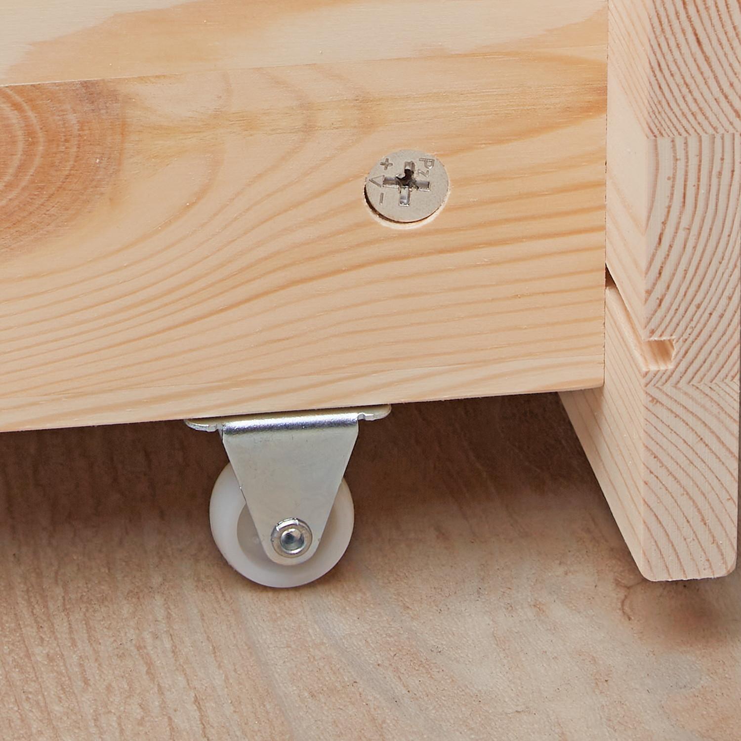 90x200 cm Natural Pallet Bed with Drawers & Slatted Base – Solid Wood Single Bed with Storage