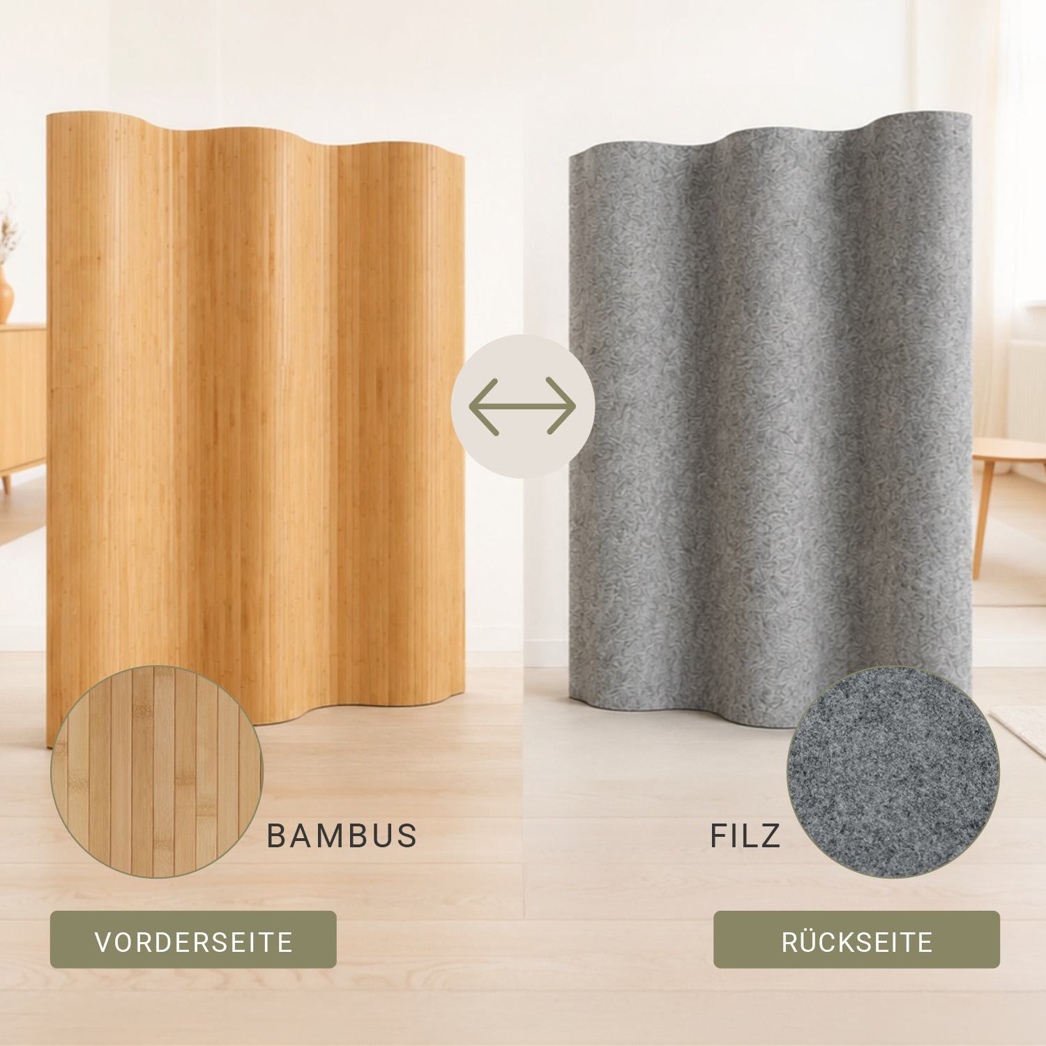 Paravent Room Divider Bamboo 200 x 250 cm Privacy Screen Spanish Wall