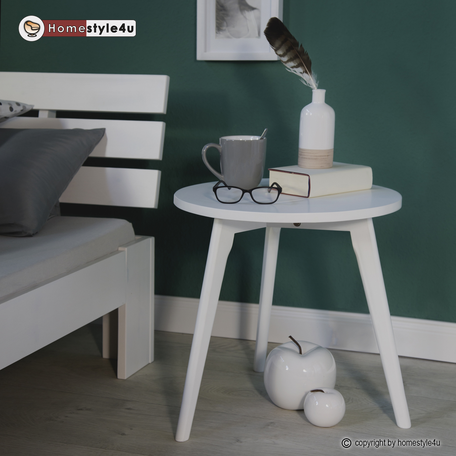 Wood Bed 160x200 cm White | Double Bed | with Slatted Frame | Solid | Kids Youth Guest Bedroom