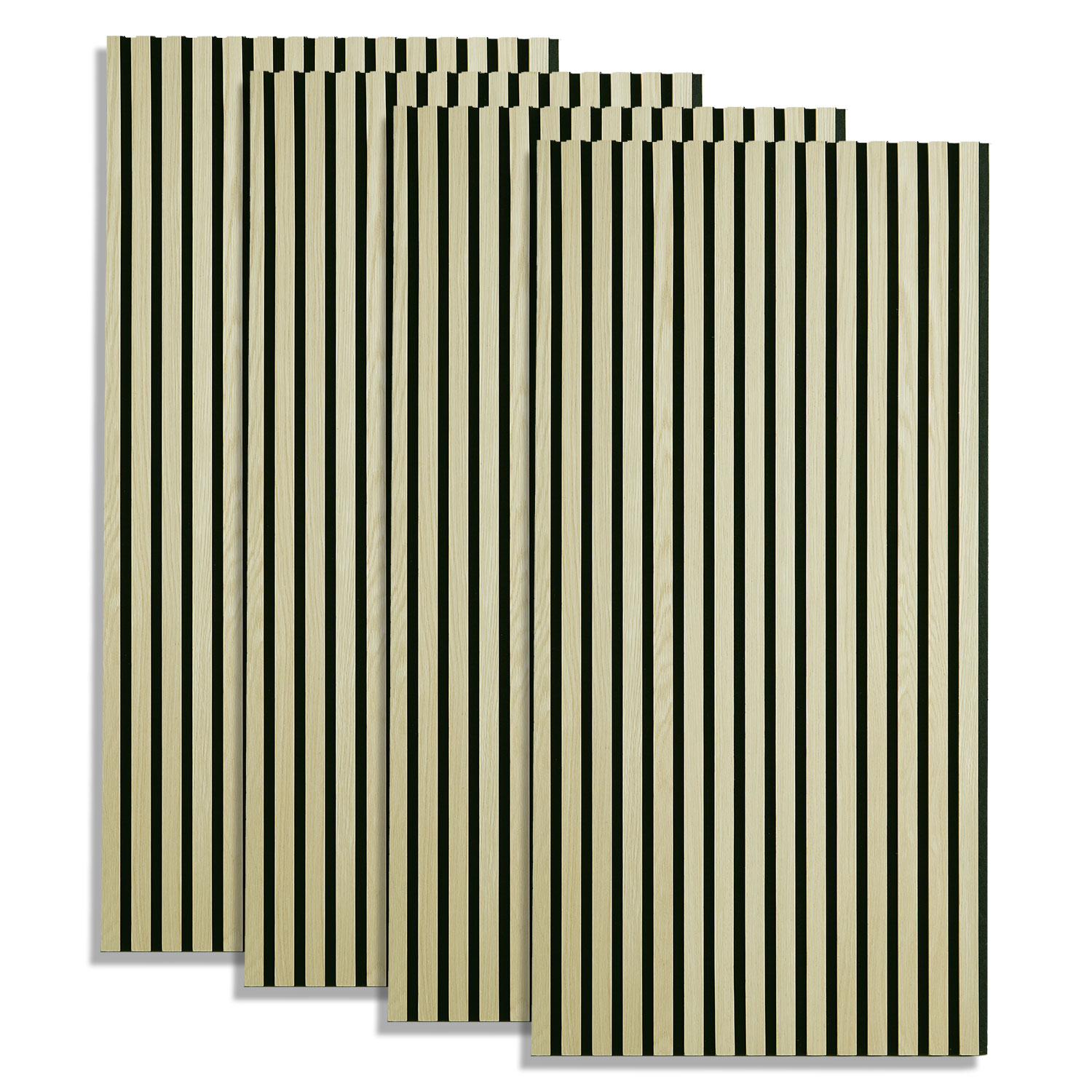 Acoustic Panels Wall Panels 60 x 120 cm Cream | Wood | 4-piece Set | 3D Strips