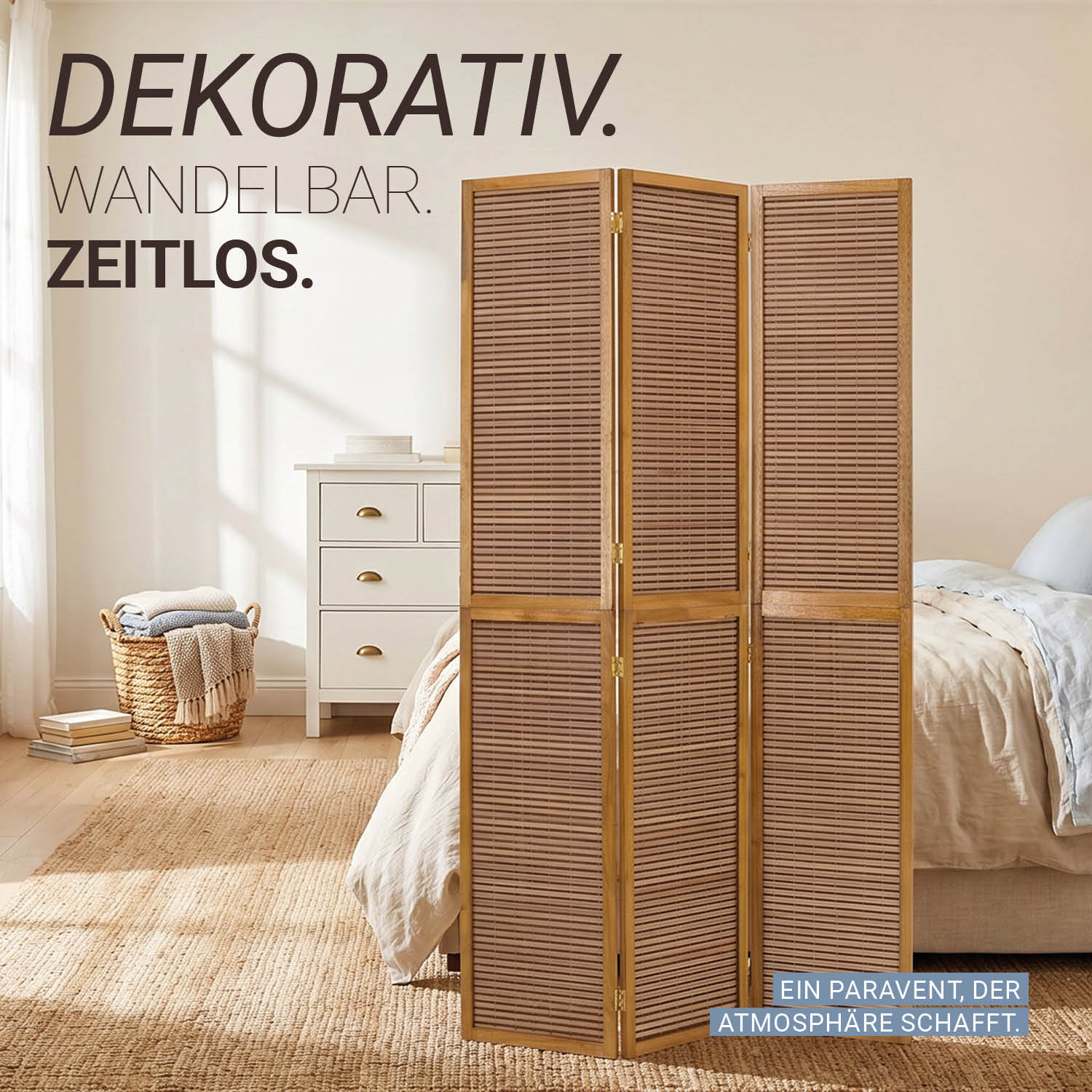 Brown Wooden Screen (3-panel) – Stylish Wooden Room Divider & Privacy Screen