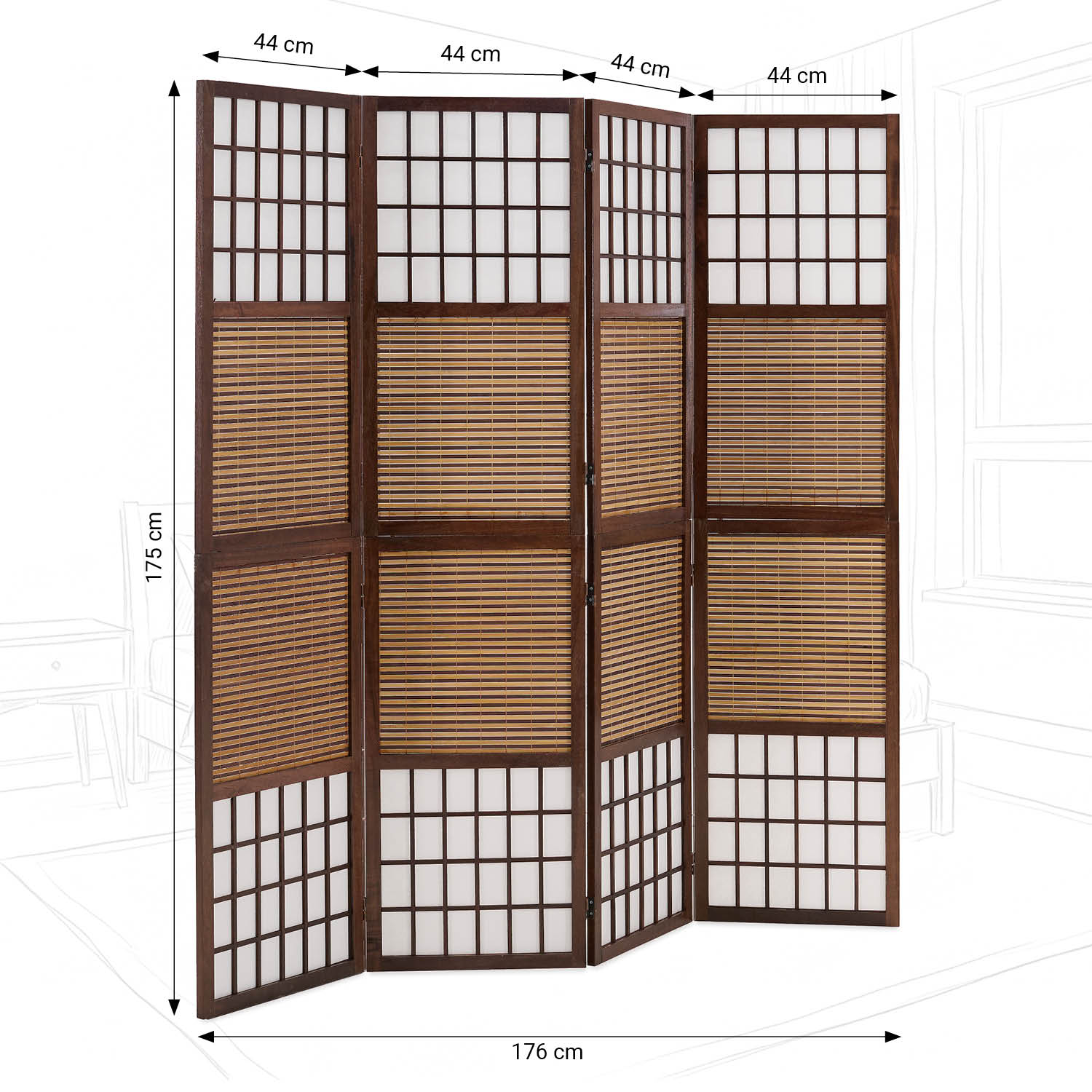 Paravent room divider 3 4 5 6 parts wood partition wall privacy screen black brown