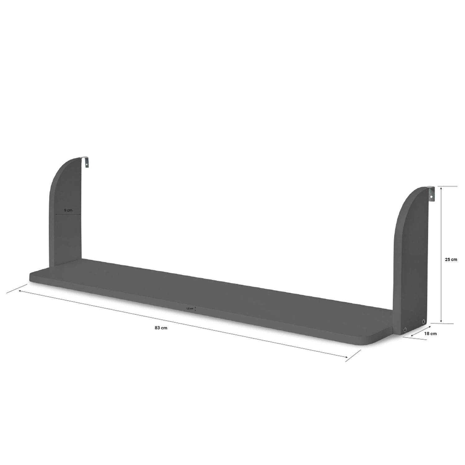 Hanging Shelf Bunk Bed Bookshelf Suspended Rack Grey Wood 1 Shelf