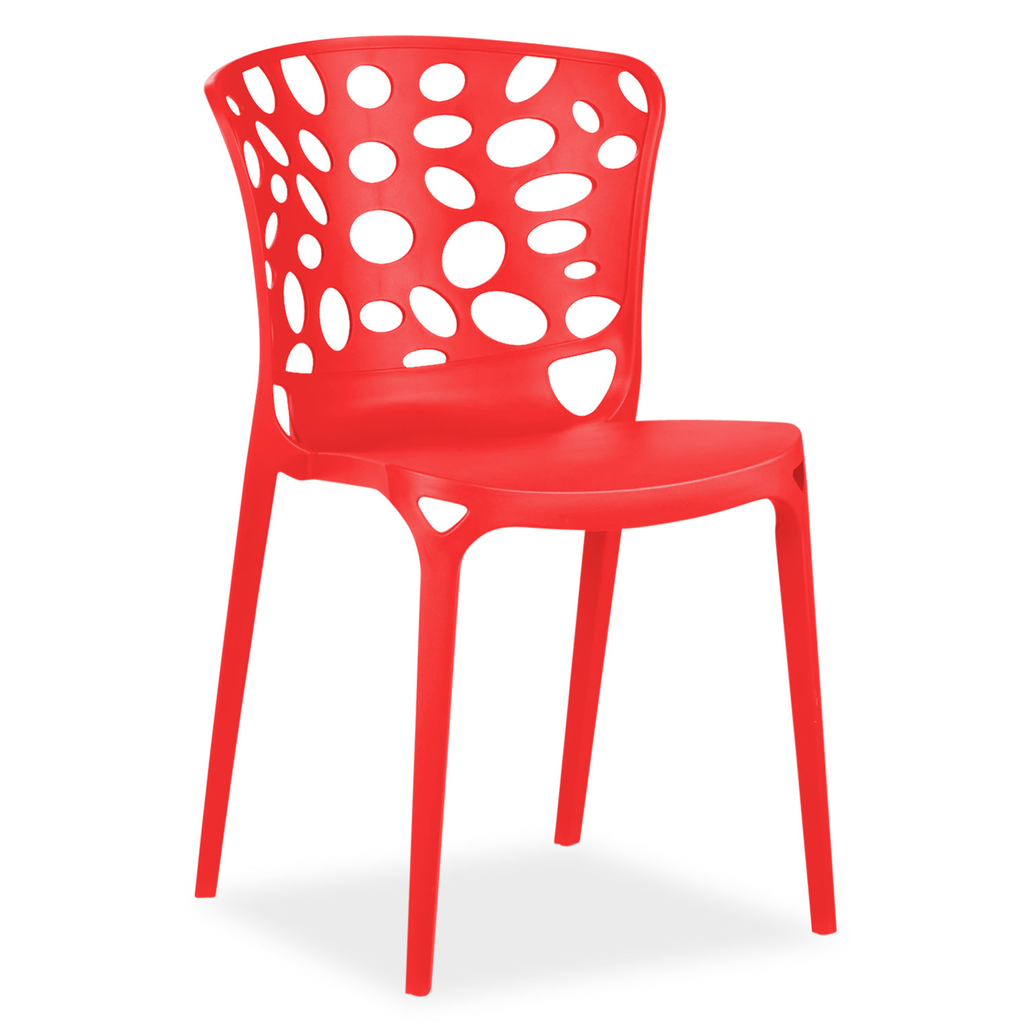 Chaise de jardin Lot de 4 Moderne Rouge Chaises design Plastique Chaises exterieur Chaises empilable Chaise de cuisine