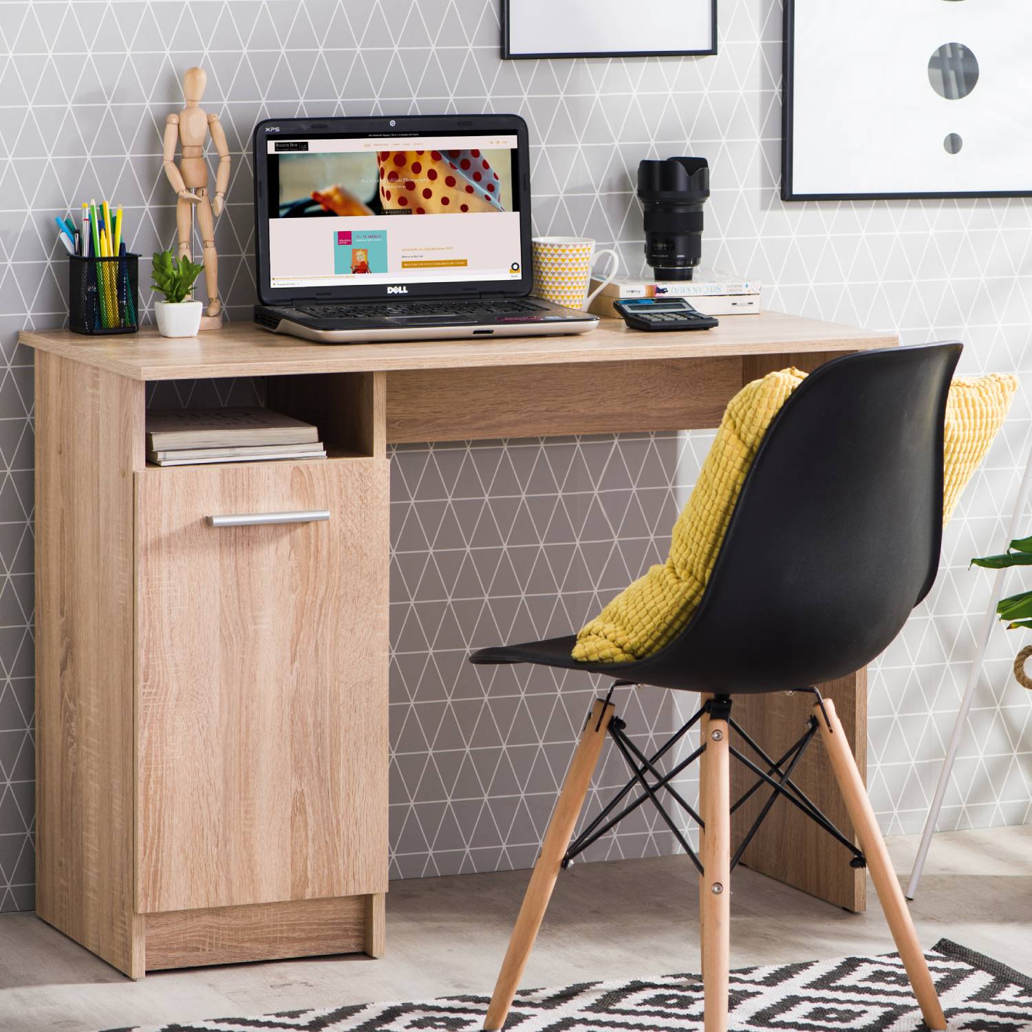 Computer Desk PC Table Home Office Desk Small Gaming Desk Shelves Workstation