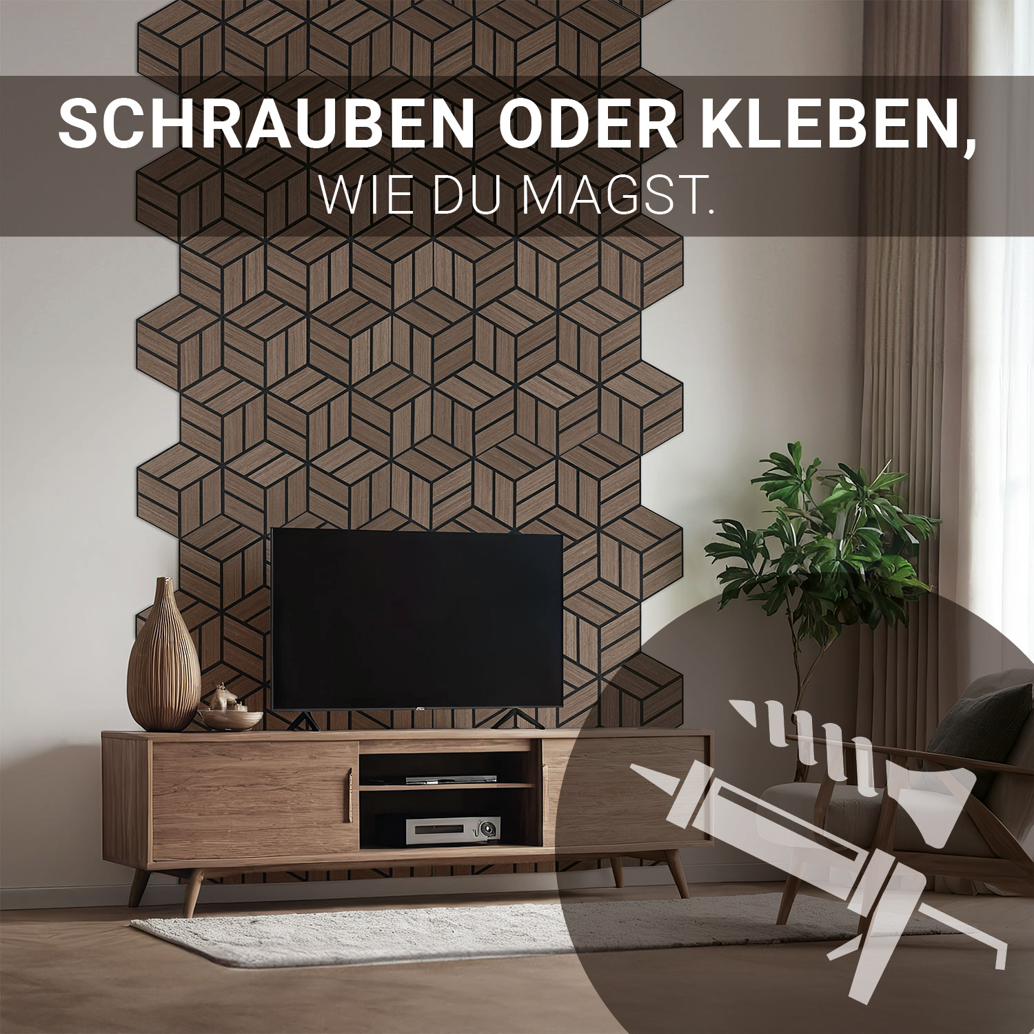 Acoustic Panels Wall Panels Hexagon Honeycomb 30 x 26 cm Brown Walnut | Wood | 10-piece Set | 3D