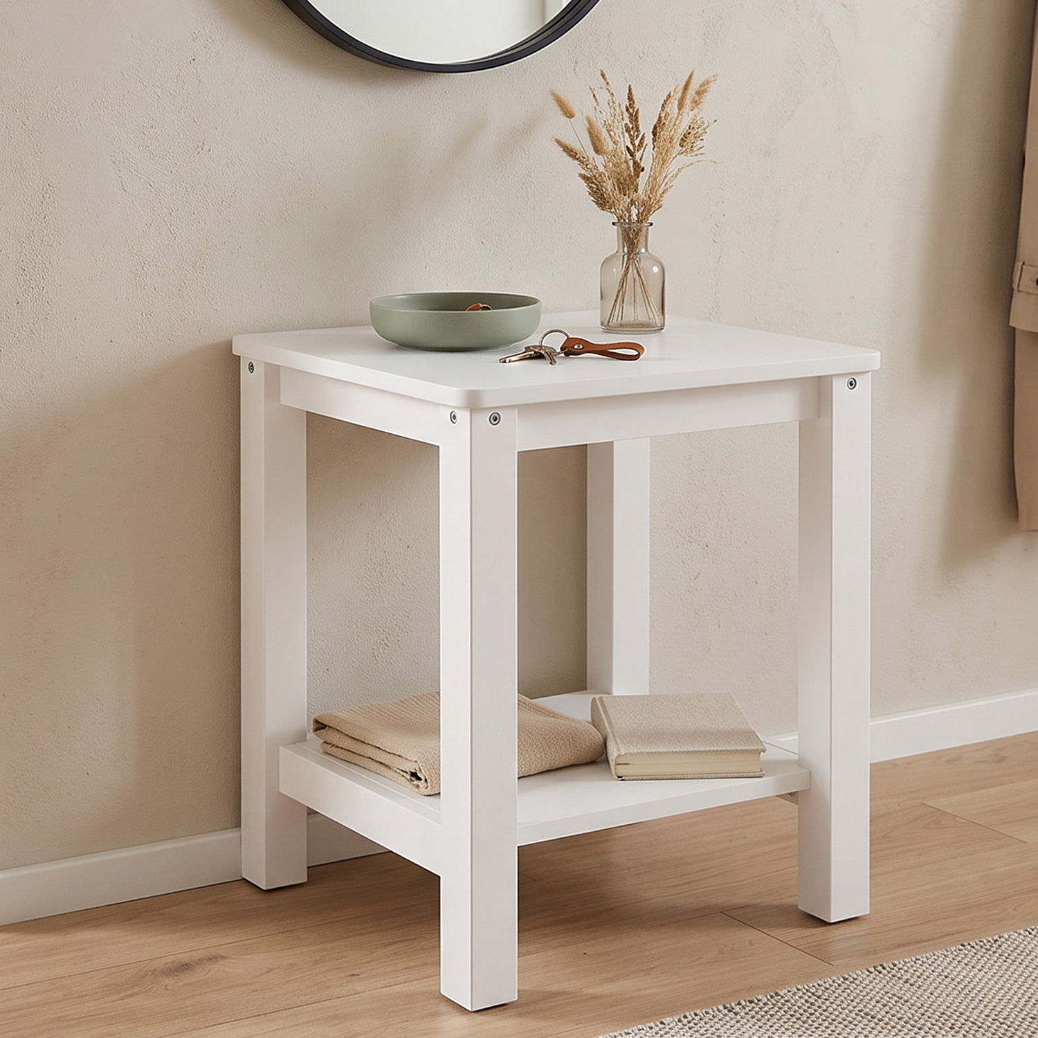 Holzhocker weiß aus Kiefer
