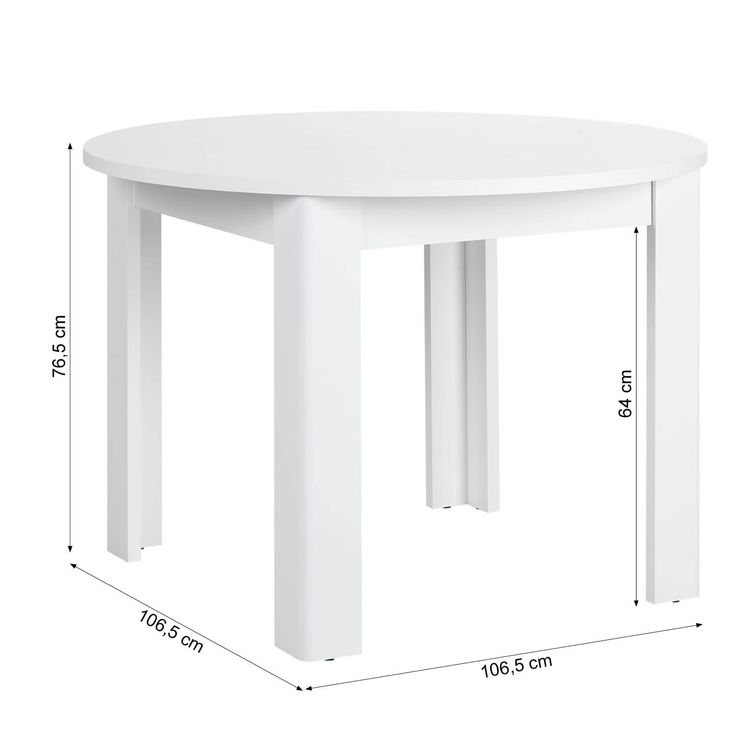 Modern Dining Table Round Kitchen Table Ø 106 cm Wooden Table Oak White 4 Seater