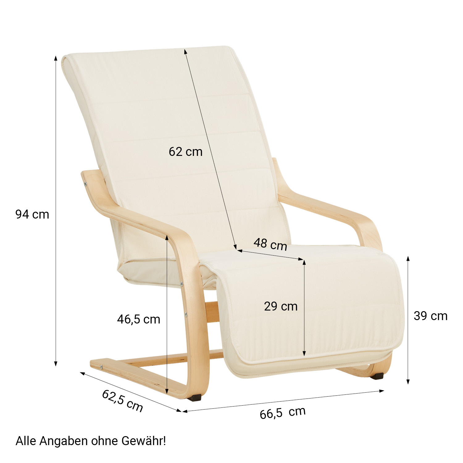 Relaxsessel Natur | with Footrest | Natural Wood | Glider Rocking Chair Nursing Chair Recliner