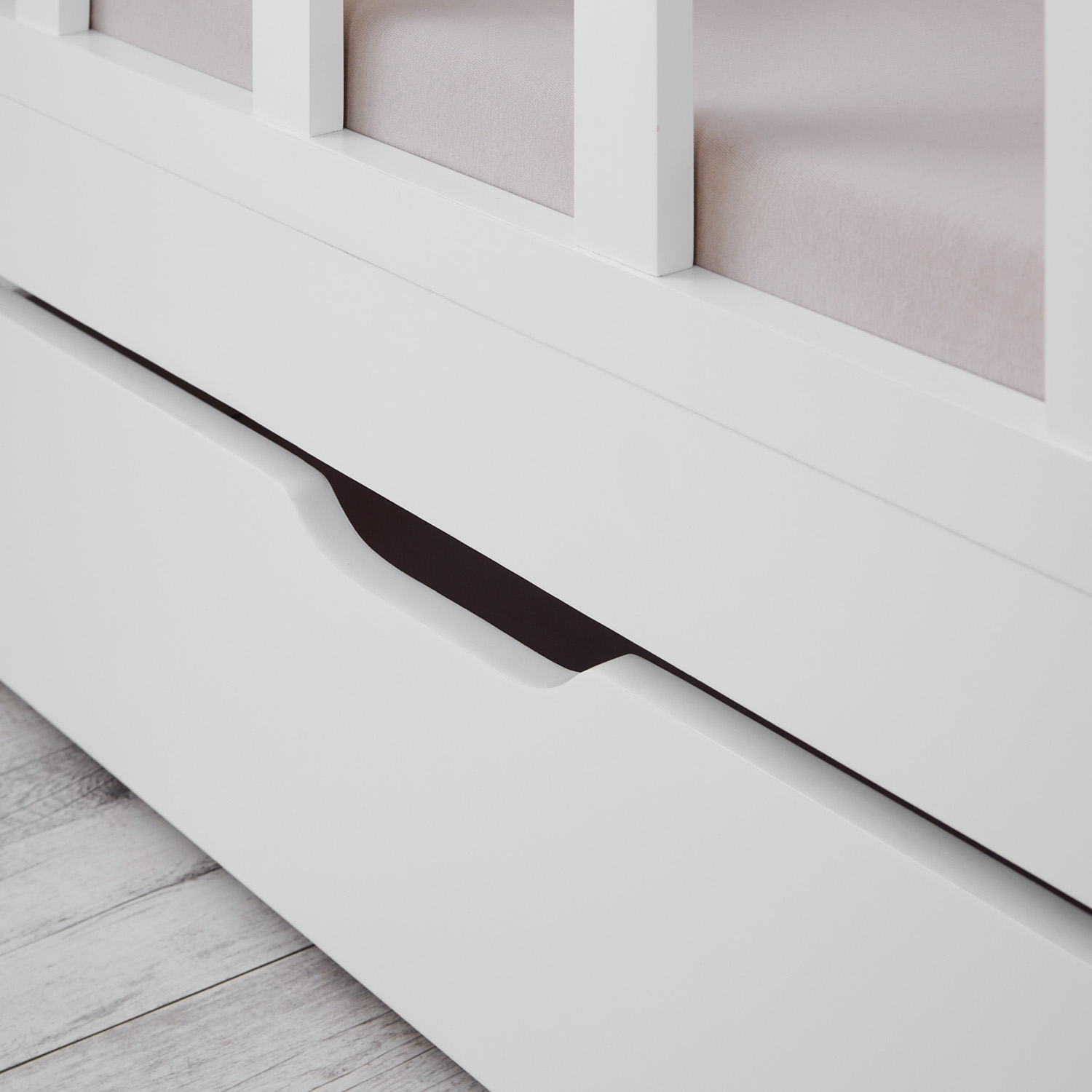 Children's Bed 90x200 cm White | House Bed with Fall Protection and Bed Drawer | Montessori | Single Bed | with Slatted Frame | Wood