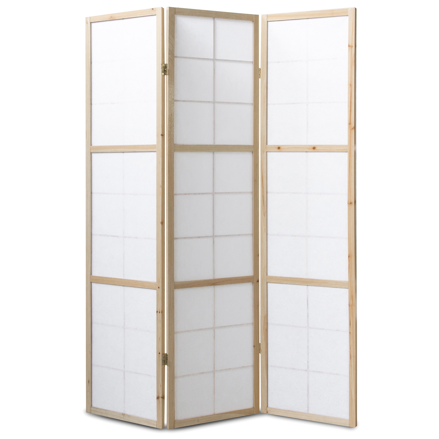 3-Panel Shoji Screen – Natural – Wooden Room Divider & Privacy Screen with White Rice Paper