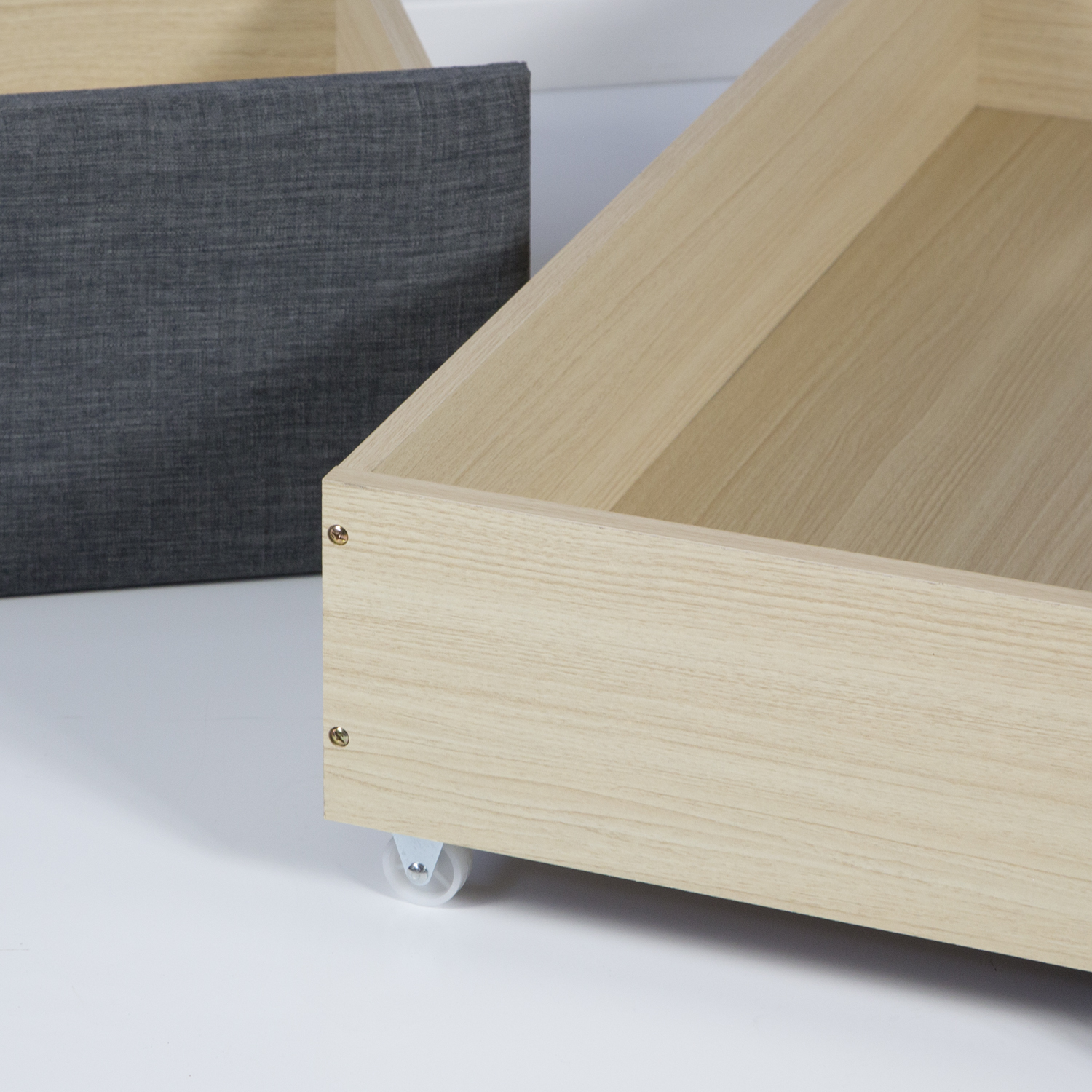 Upholstered Bed Frame Single Bed 90x200 Anthracite Platform Bed Fabric Headboard 2 Drawers
