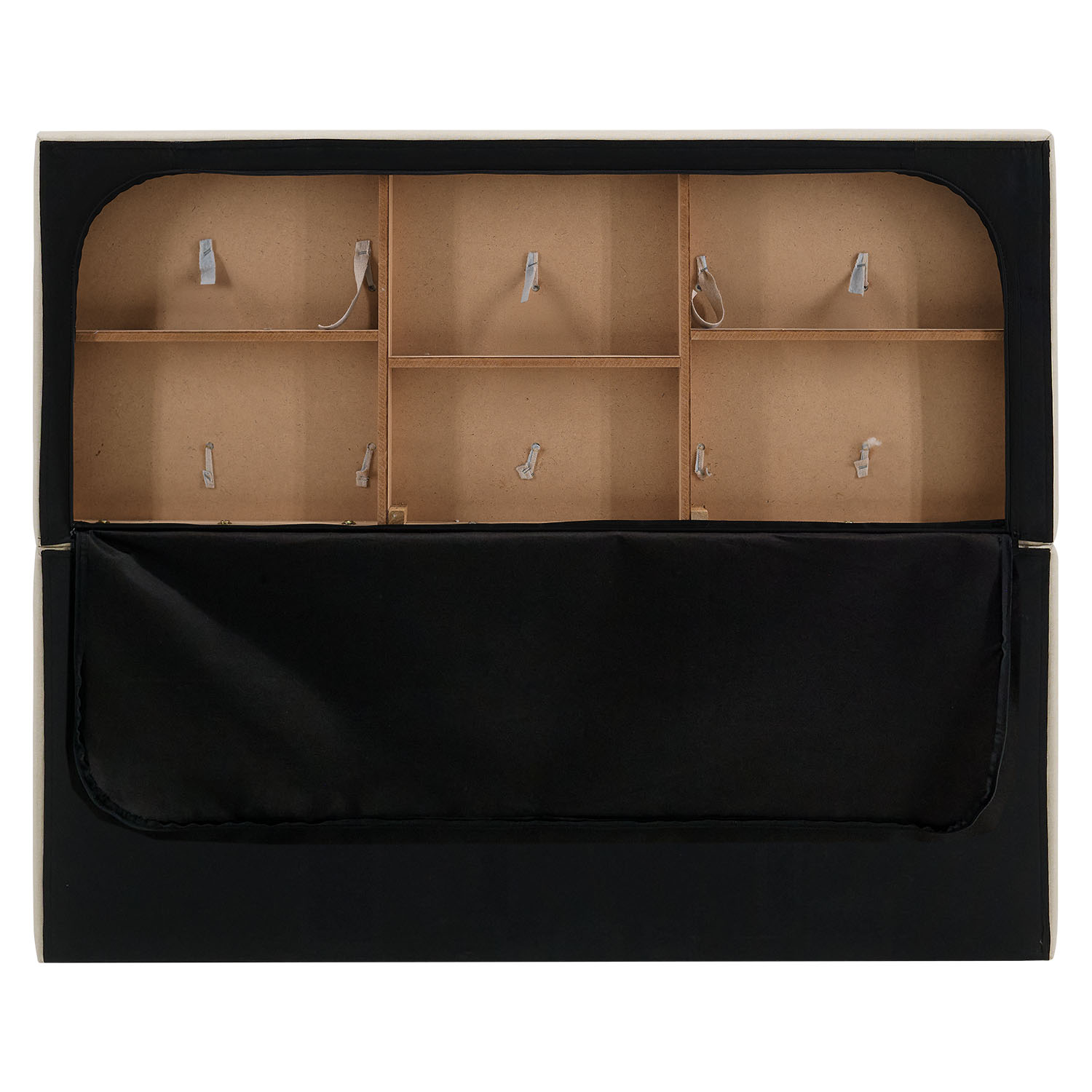Upholstered bed 140x200 cm beige | with slatted frame | with 2 bed drawers | double fabric bed frame