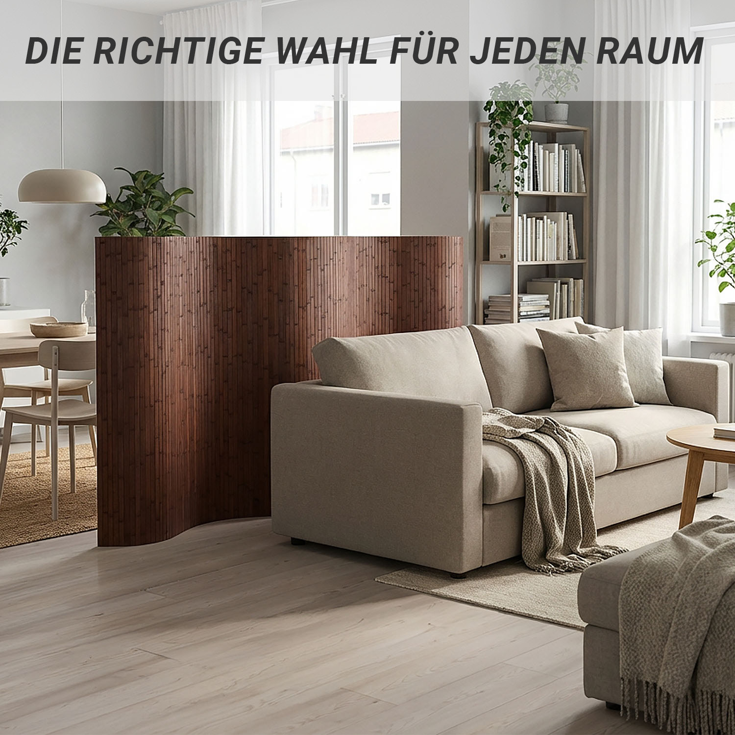 Paravent Bamboo Height 145 cm Dark Brown | Room Divider | Partition Privacy Screen