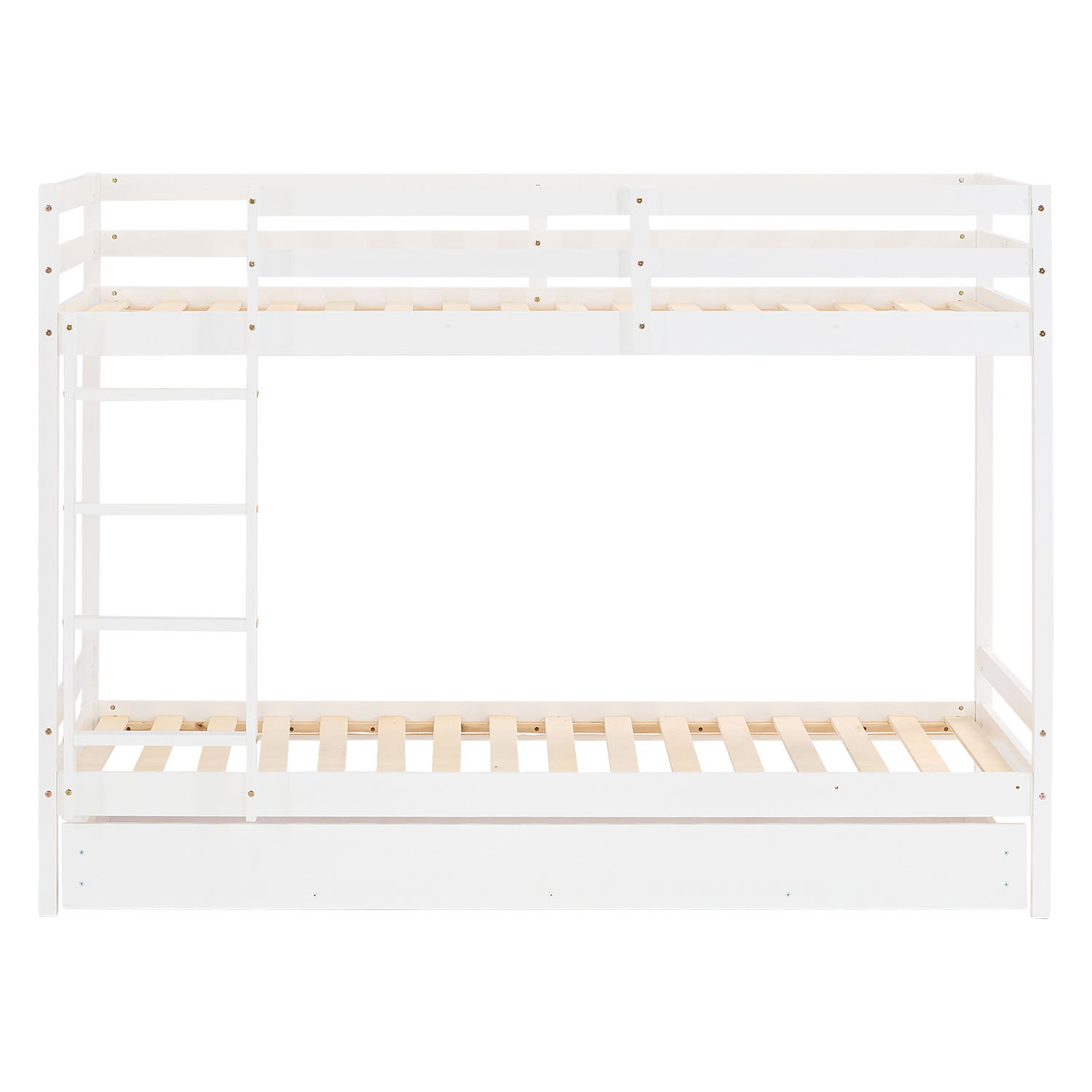 Bunk Bed 90x200 cm White | with Bed Drawer | with Slatted Frame