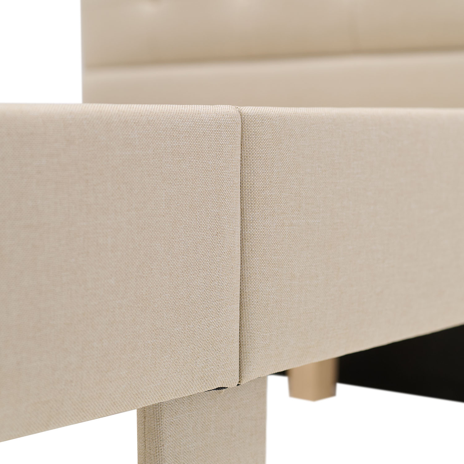 Upholstered bed 90x200 cm beige | with slatted frame | with 2 bed drawers | single fabric bed frame