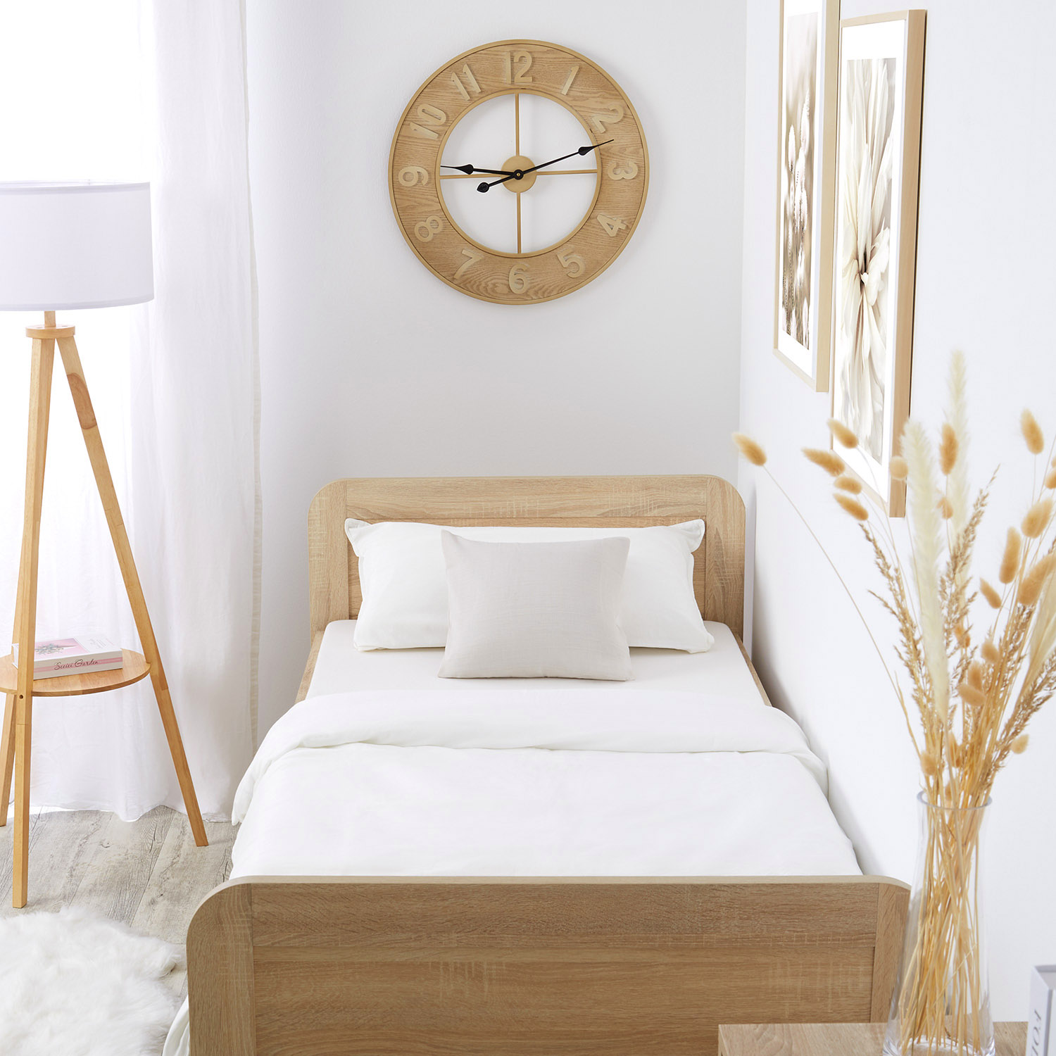 Comfort Bed 100x200 cm Natural | Senior Bed Height Adjustable | Single Bed | Wood | without Slatted Frame