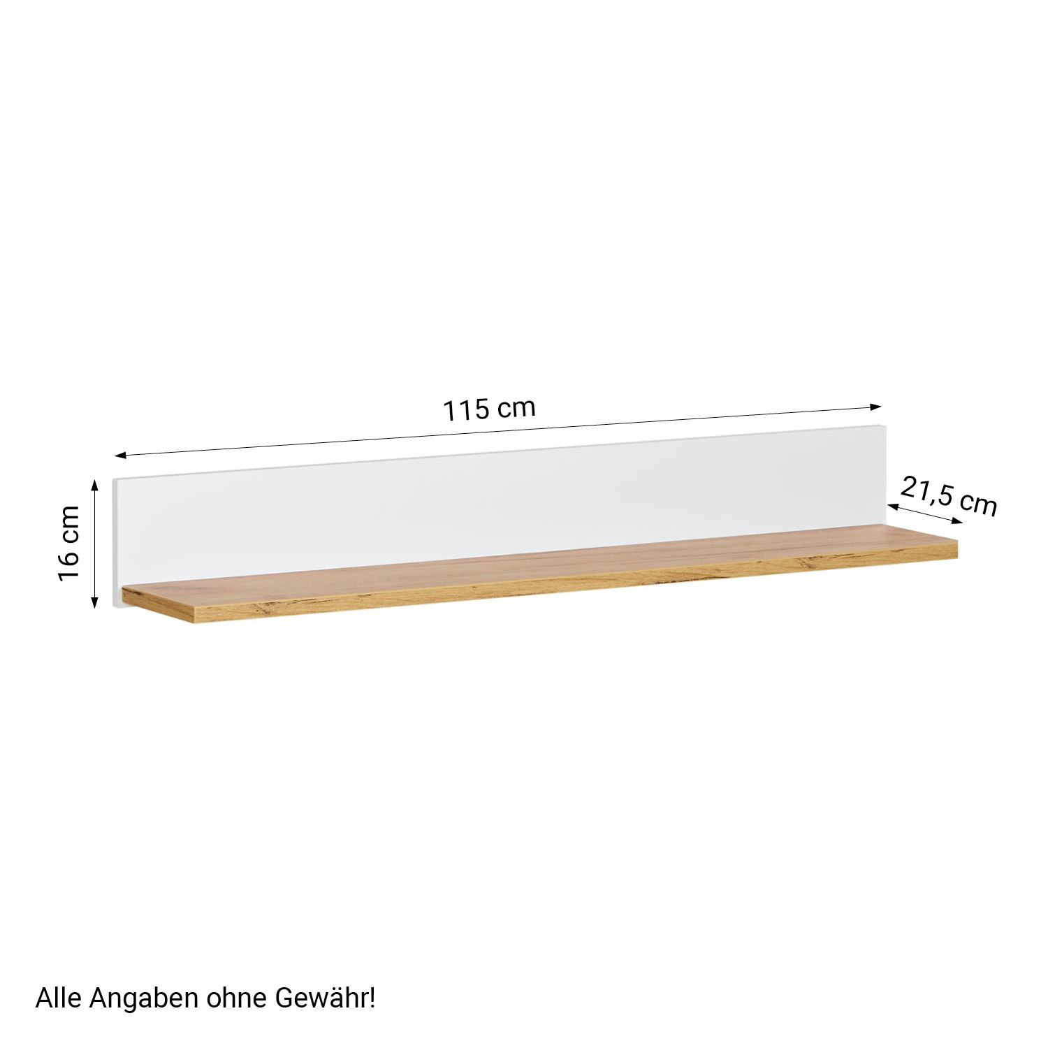 Shelf Wall Shelf 115 cm White Hanging Shelf Wood Natural Oak Kitchen Shelf Country Style