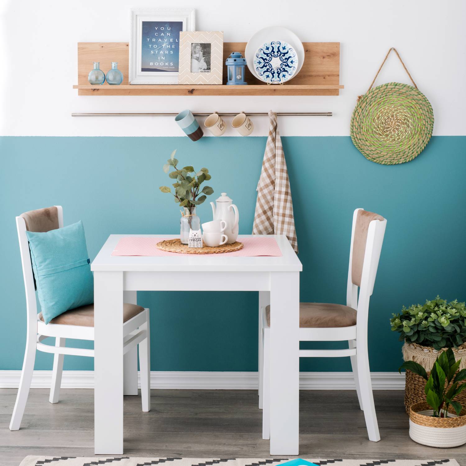 Modern Dining Table Kitchen Table Wooden Table 80x80 cm White 4 Seater