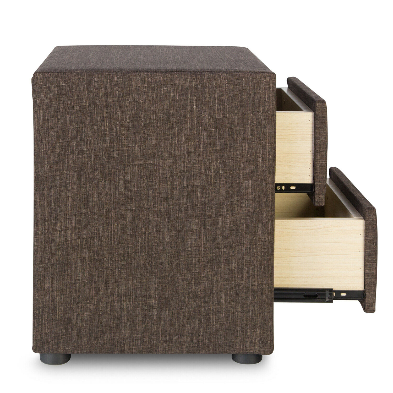 Bedside table nightstand bedroom night chest drawers side table grey fabric