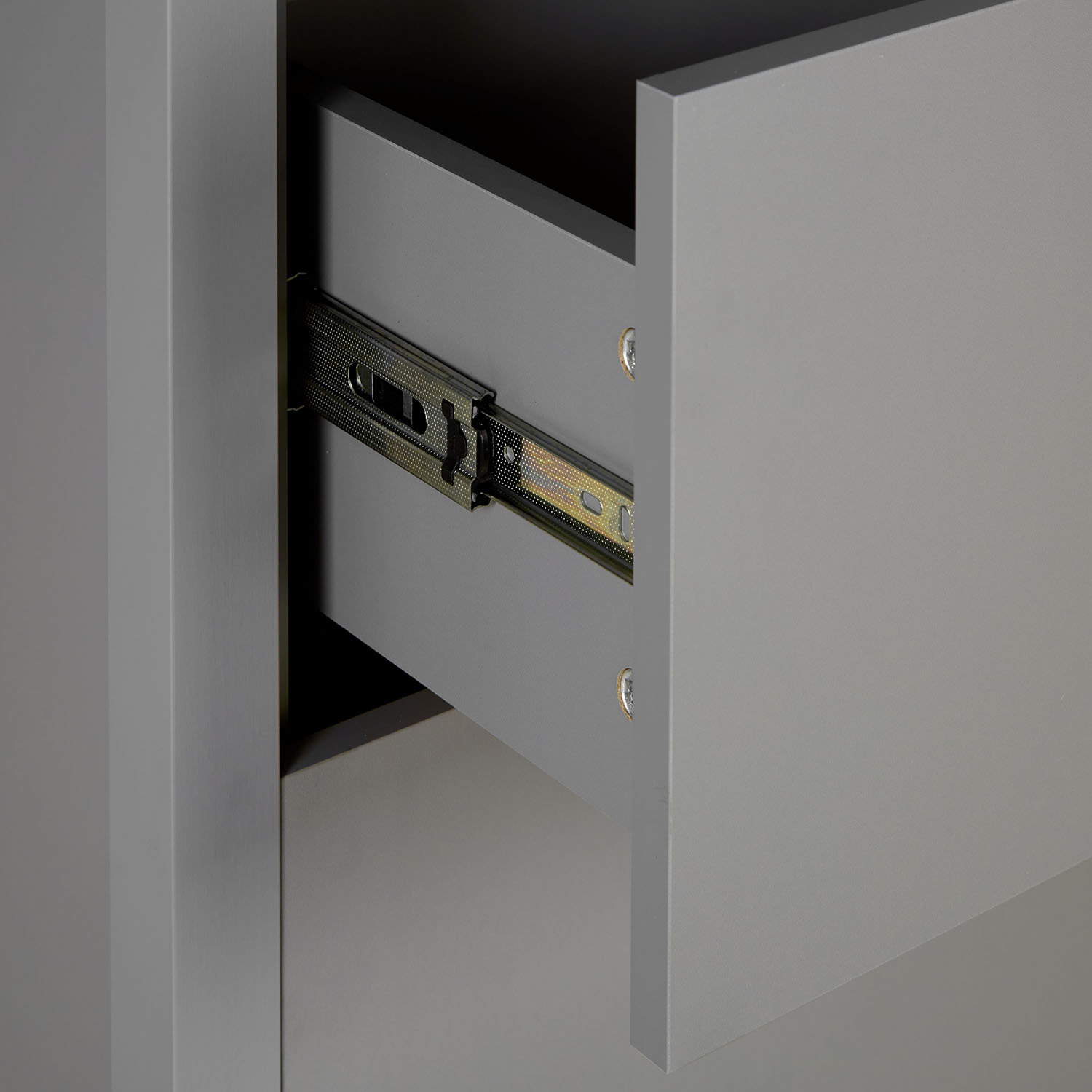 Highboard Sideboard Grey Wood Natural Storage 2 Drawers Cabinet Buffet Credenza Living Room Cupboard