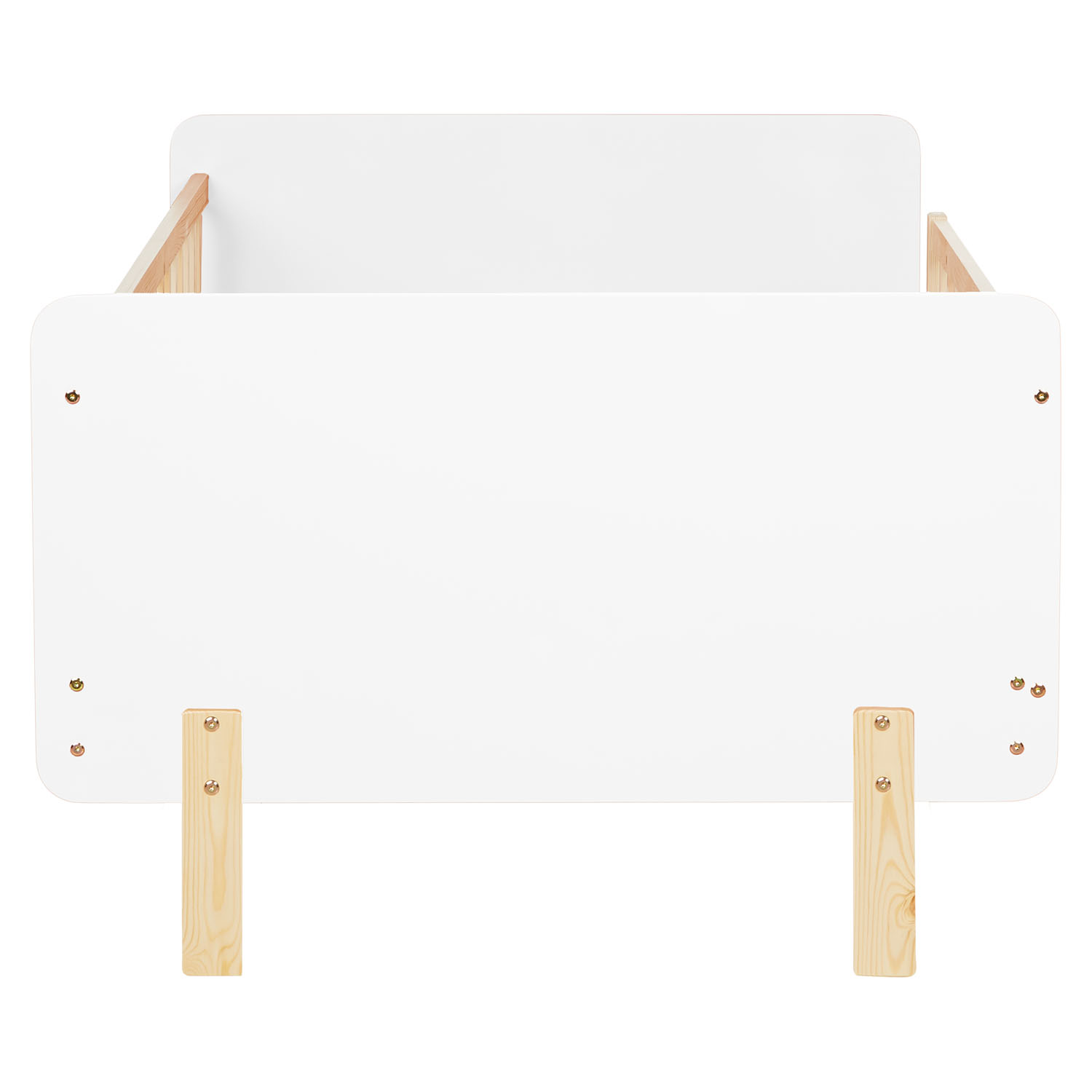Children's Bed 90x200 cm White Natural | Retro Bed with Fall Protection | Single Bed | with Slatted Frame | Wood