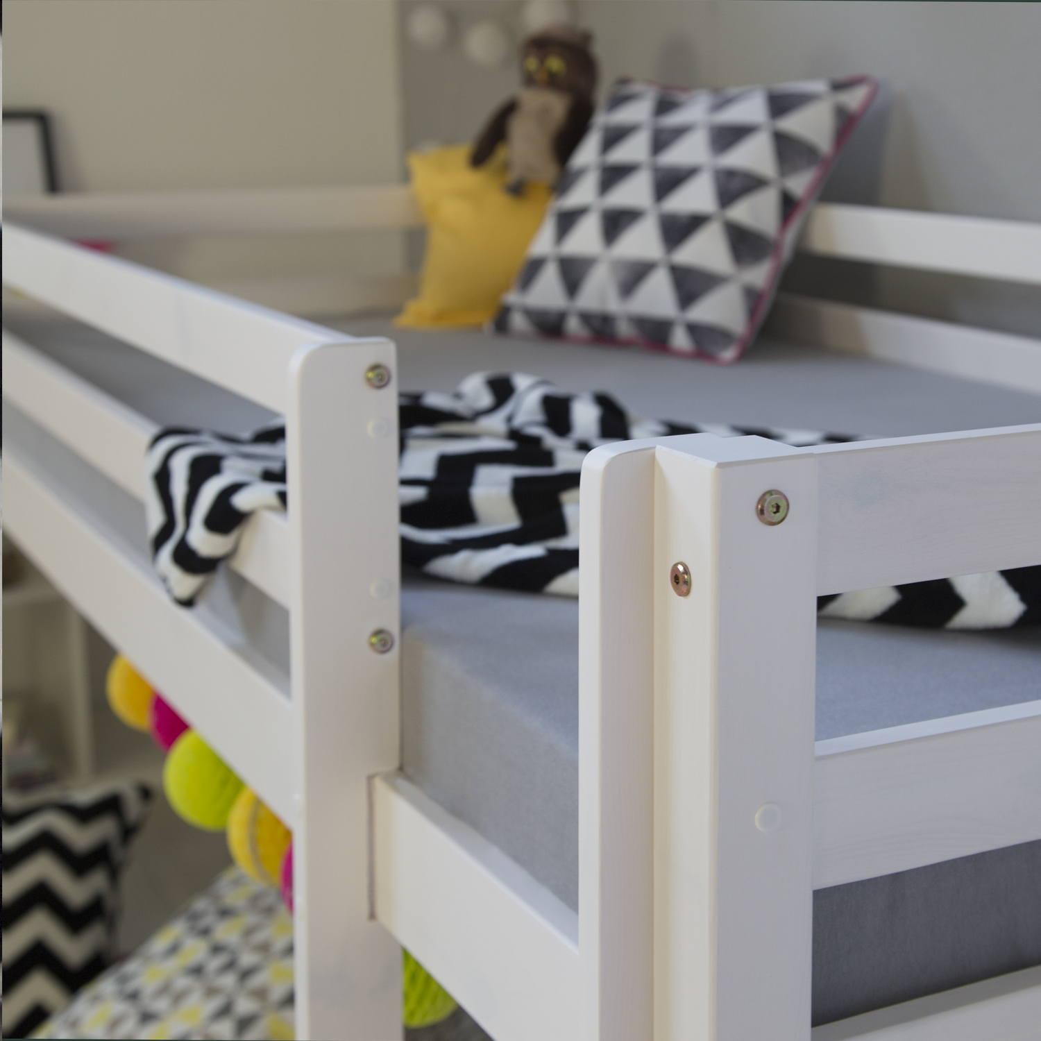 Loft Bed with Mattress Slatted Frame 90x200 cm Children's Bed Bunk Bed White Play Bed