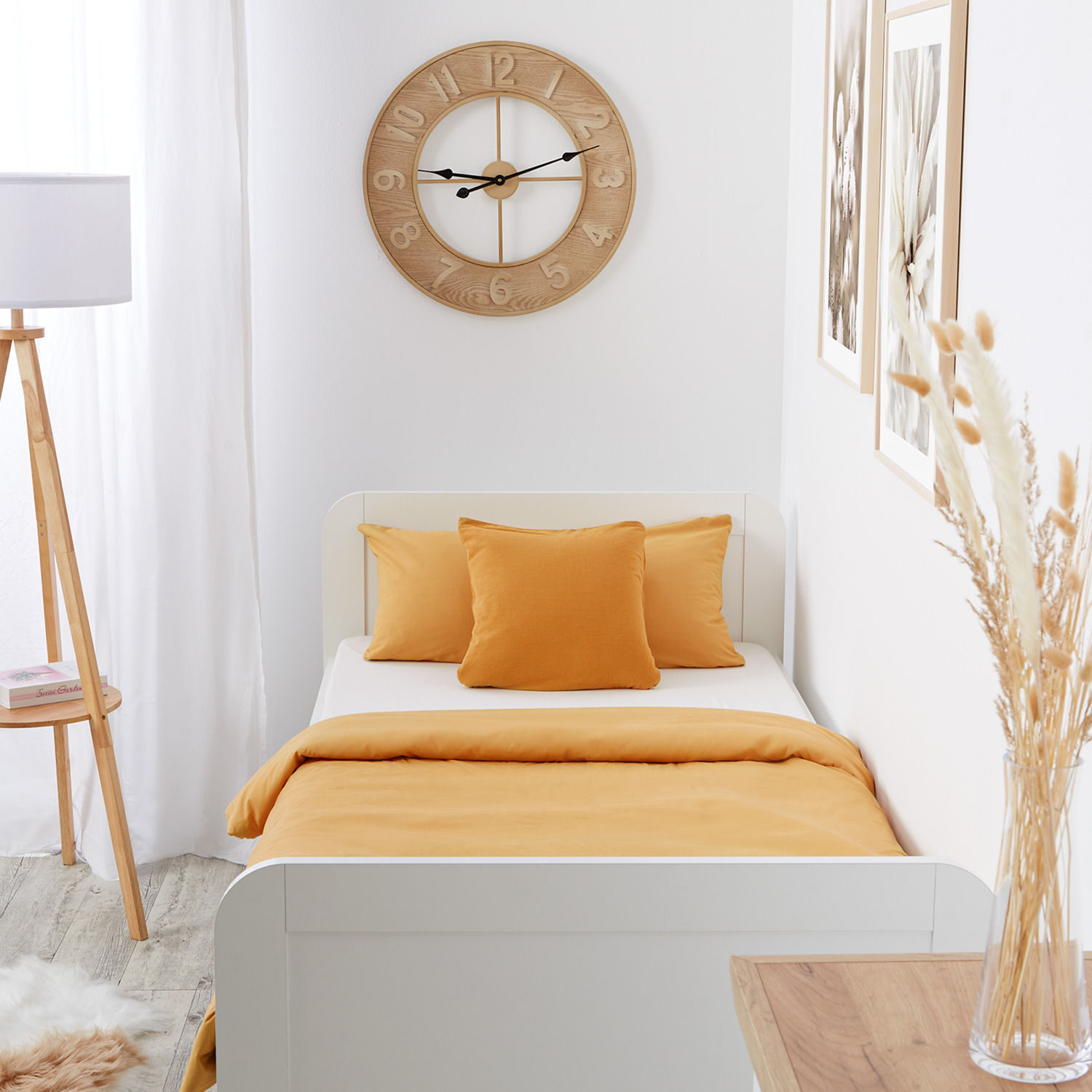 Comfort Bed 90x200 cm White | Senior Bed Height Adjustable with Slatted Frame | Single Bed | Wood