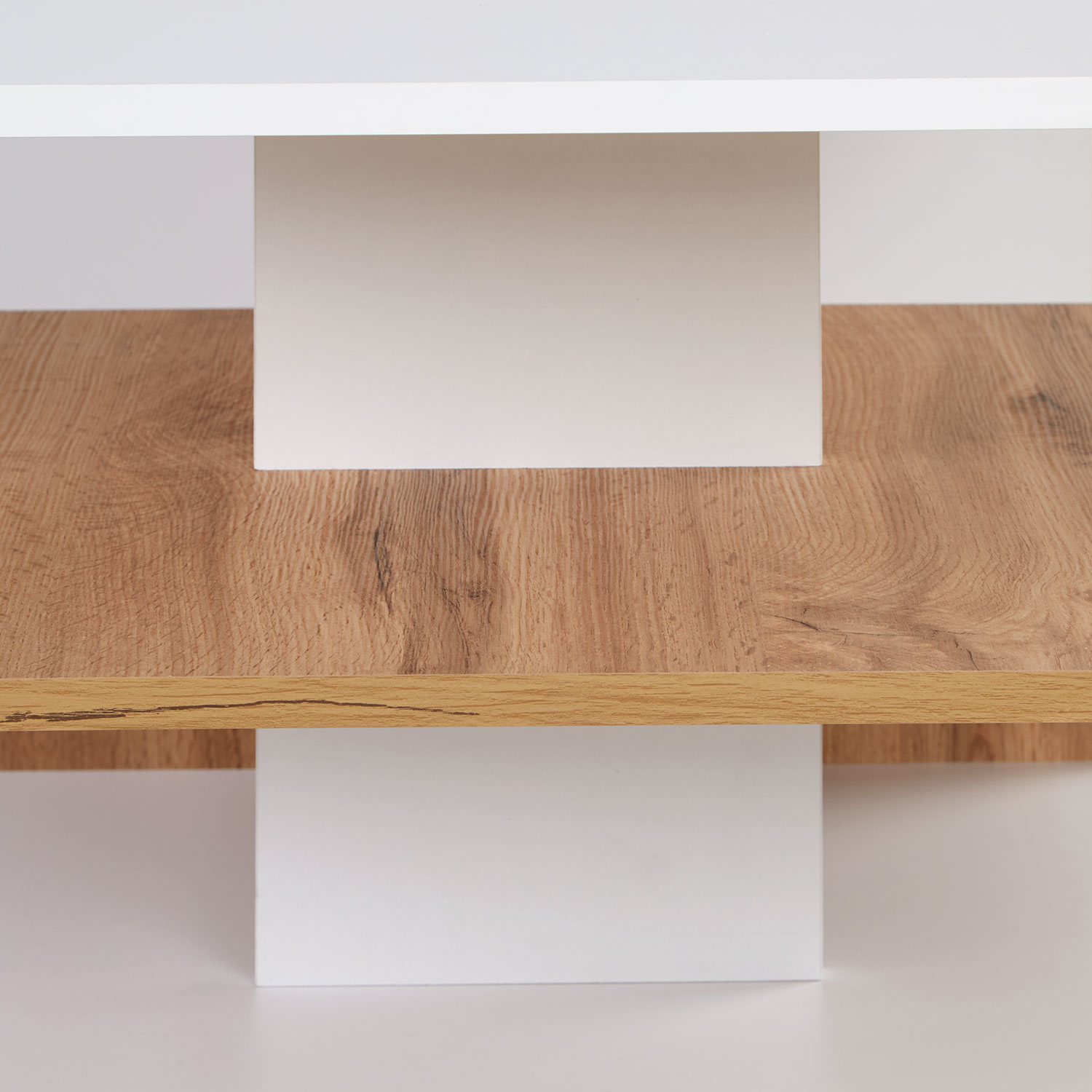 Couchtisch 90x50 cm Sofatisch Weiß Holz Eiche Tisch Beistelltisch Modern Holztisch Wohnzimmertisch