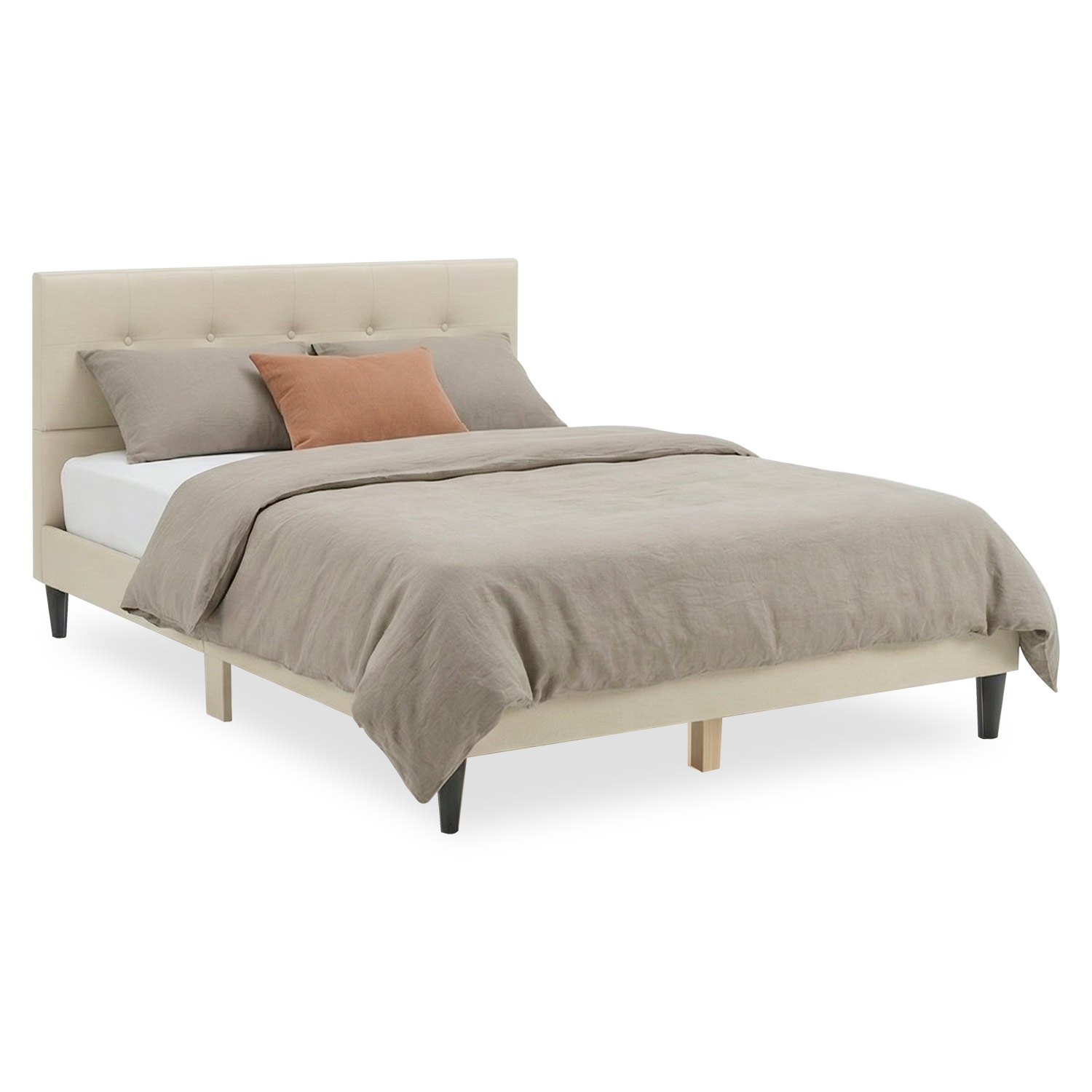 Upholstered Bed Bedside Table Slatted Frame Double Bed 140 160 180 x200 cm Bed Side Table Black Grey Brown