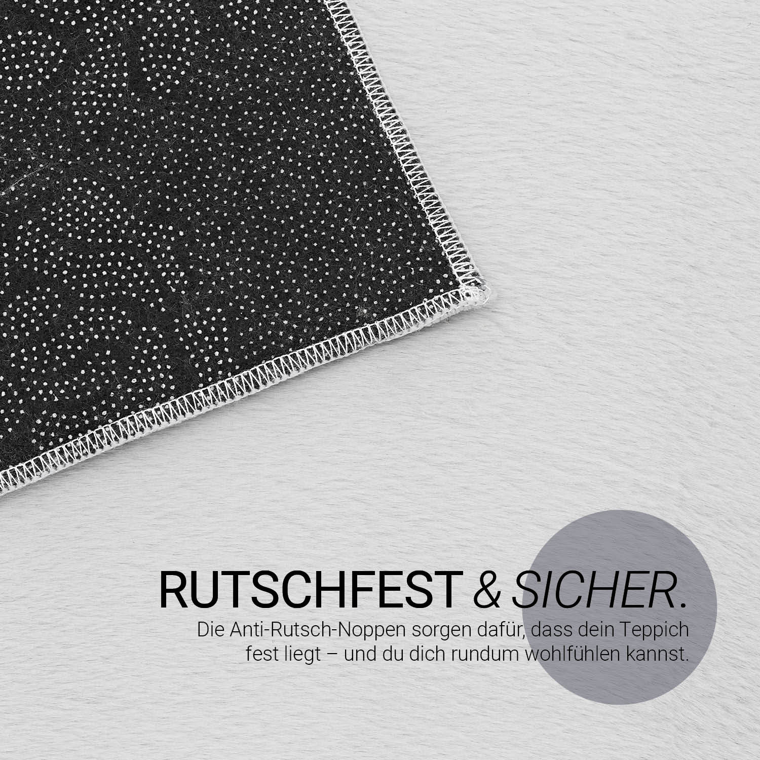 Soft Grey Rug 160x230 cm – Modern Short Pile Living Room Rug – Non Slip Bedroom Carpet – Washable Fluffy Area Rug