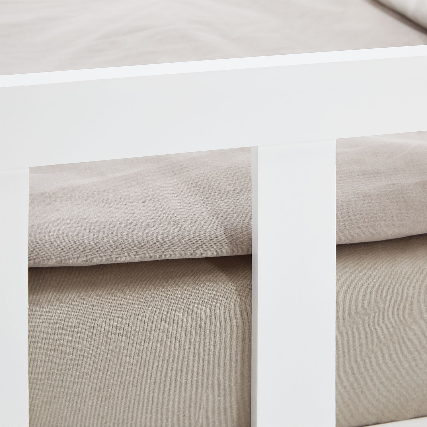 Children's Bed 120x200 White | Floor Bed with Mattress & Slatted Frame | with Fall Protection | Montessori