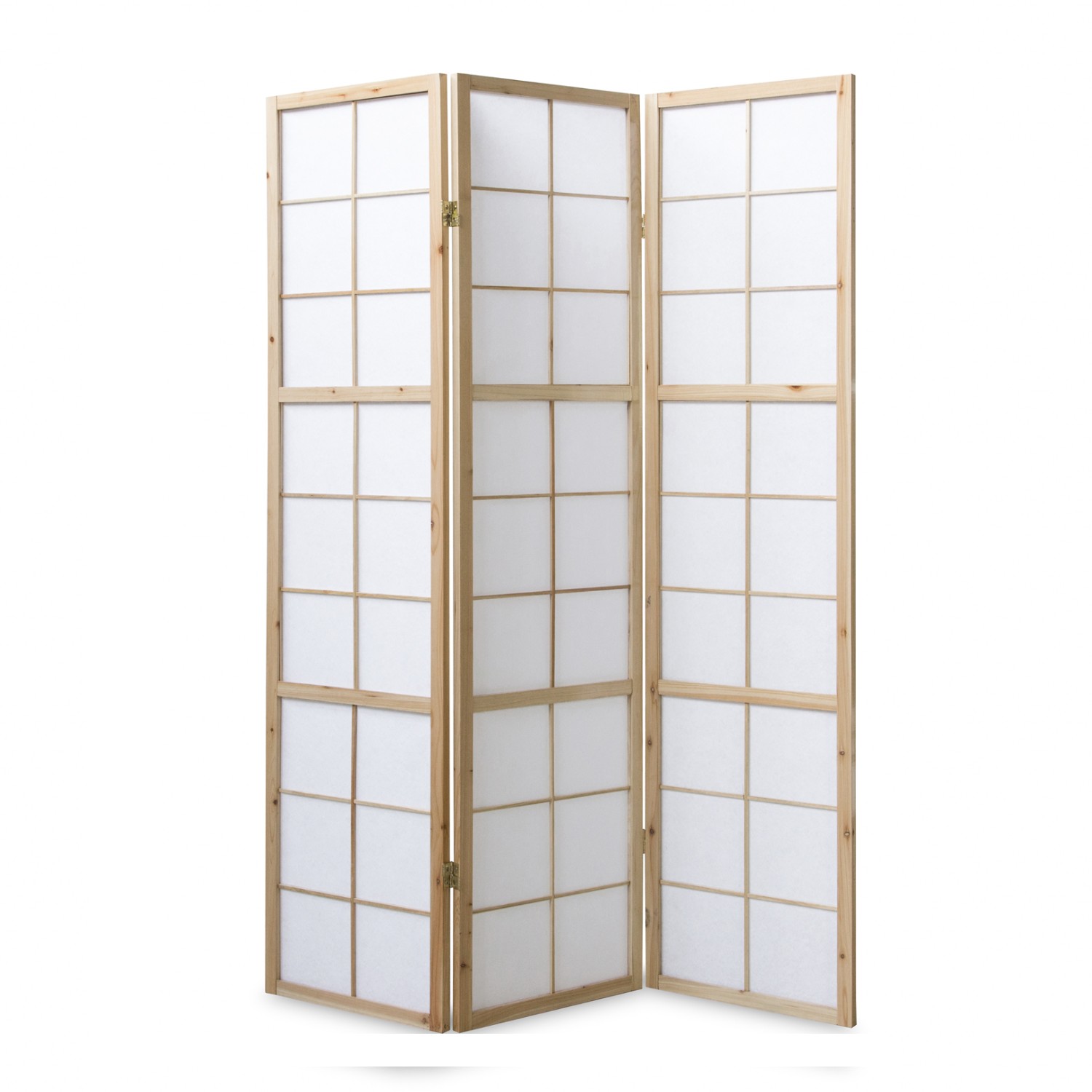 Paravent Natural Shoji Rice Paper White | 3-panel | Wood | Room Divider Partition Privacy Screen