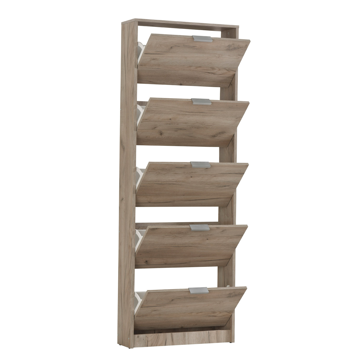 Shoe Rack Shoe Storage Shoe Cabinet Shoe Cupboard Wooden Grey Oak 5 Tier Shoe Tipper