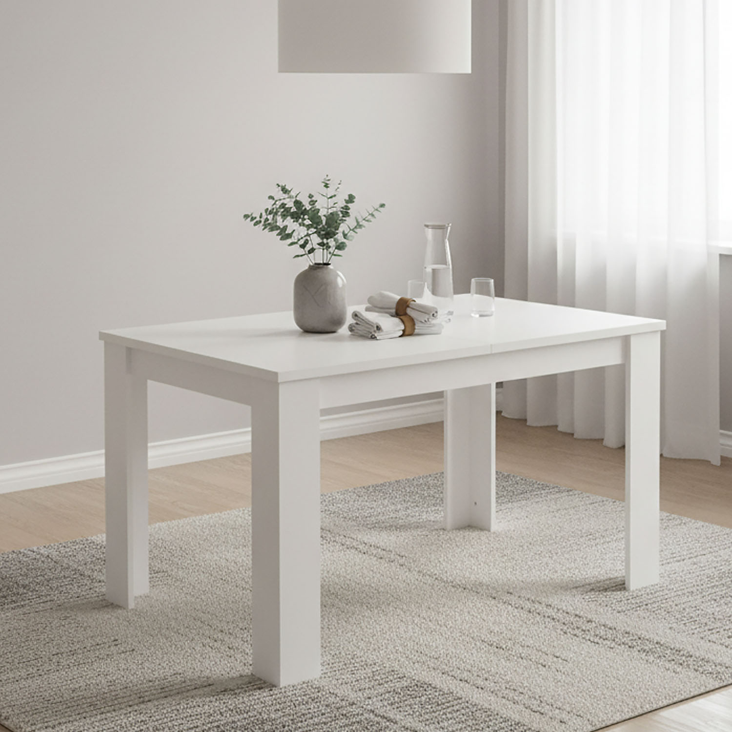 Modern Dining Table Kitchen Table Wooden Table 120x80 cm White 6 Seater Extendable