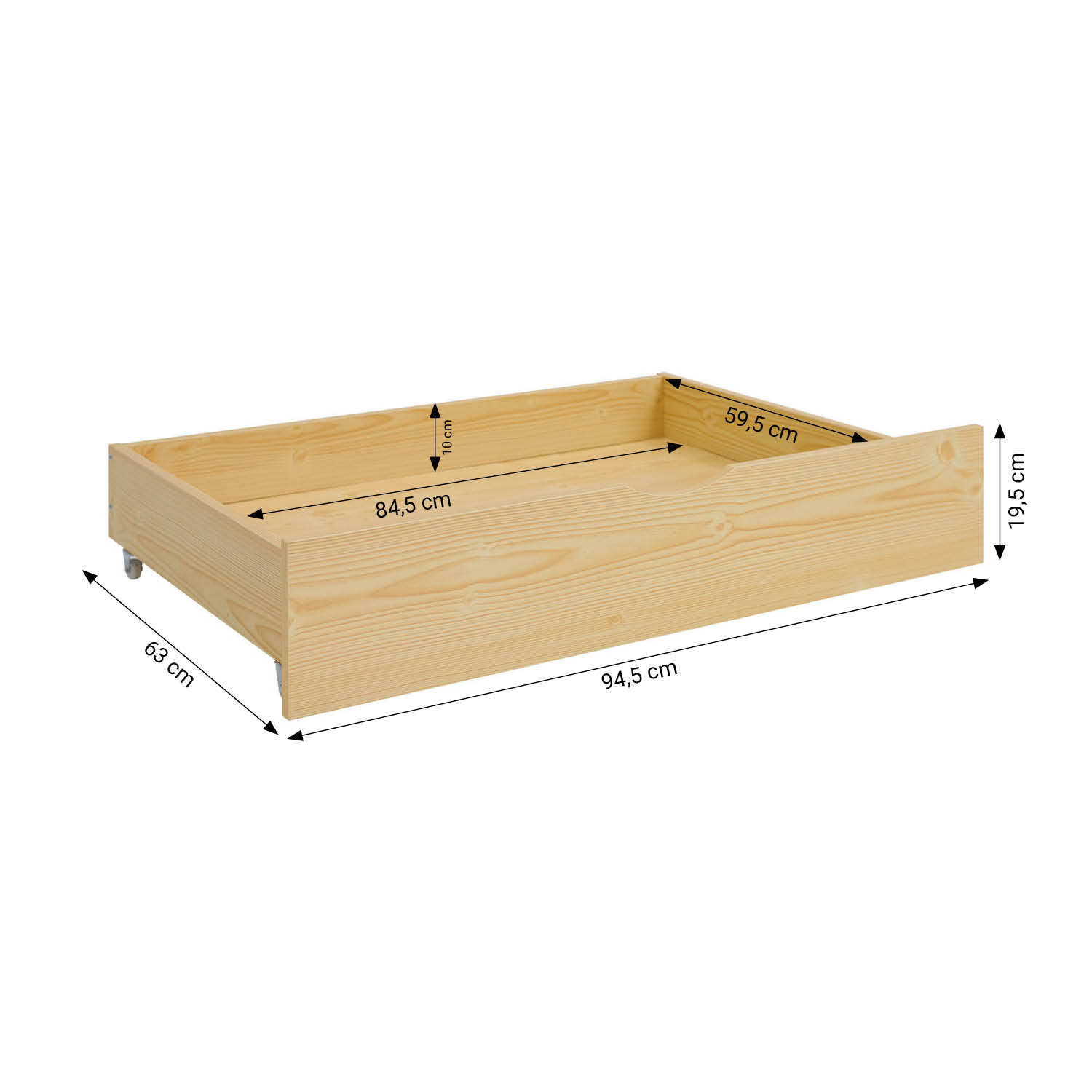 Children's Bed 90x200 cm Natural | Wooden bed with mattress | Single Bed | 2 drawers | Fall Protection