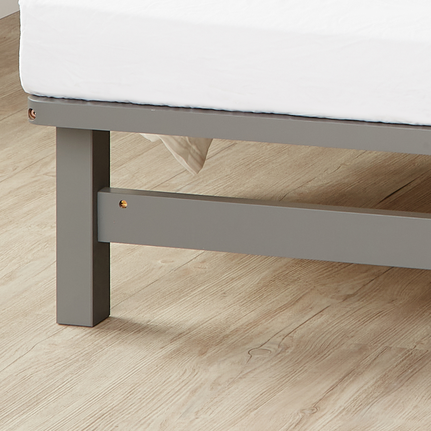 Pallet Bed 140x200 cm Grey | Double Bed with Mattress | with Slatted Frame | Wood | Kids Youth Guest Bedroom