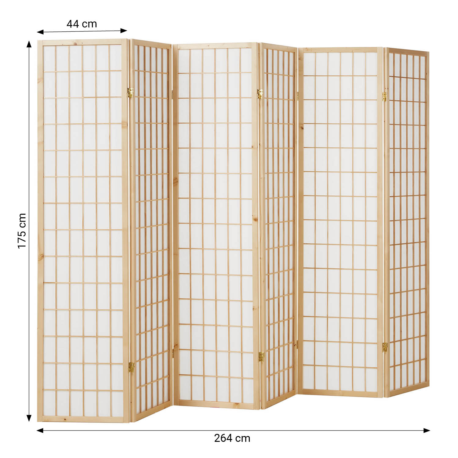 Paravent Natural Shoji Rice Paper White | 6-panel | Wood | Room Divider Partition Privacy Screen