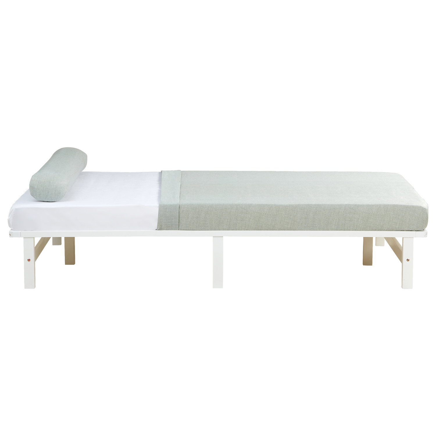 Pallet Bed 140x200 cm White | Double Bed with Mattress | with Slatted Frame | Wood | Kids Youth Guest Bedroom