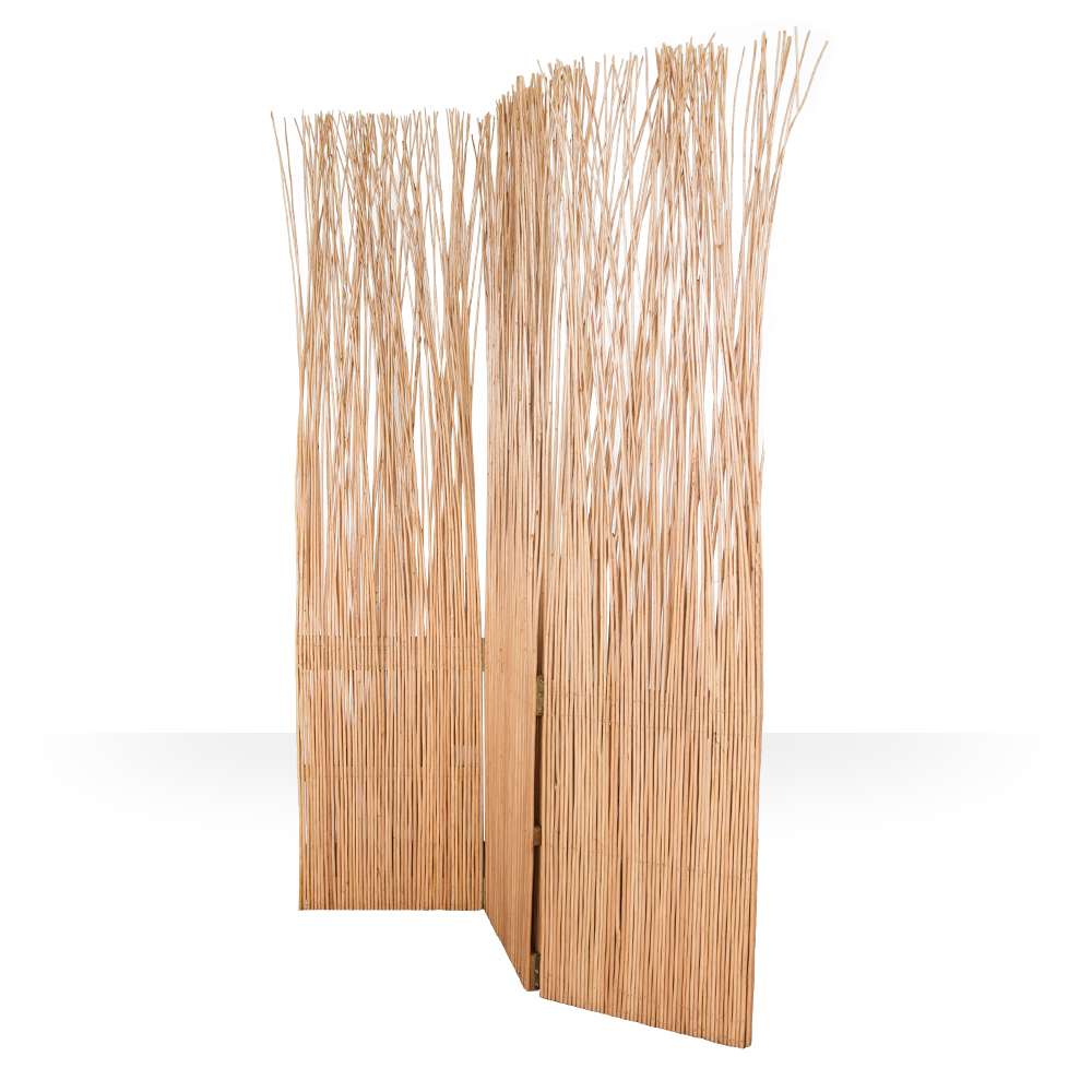 Paravent Raumteiler 3 teilig Holz Trennwand Sichtschutz Weidenparavent Natur