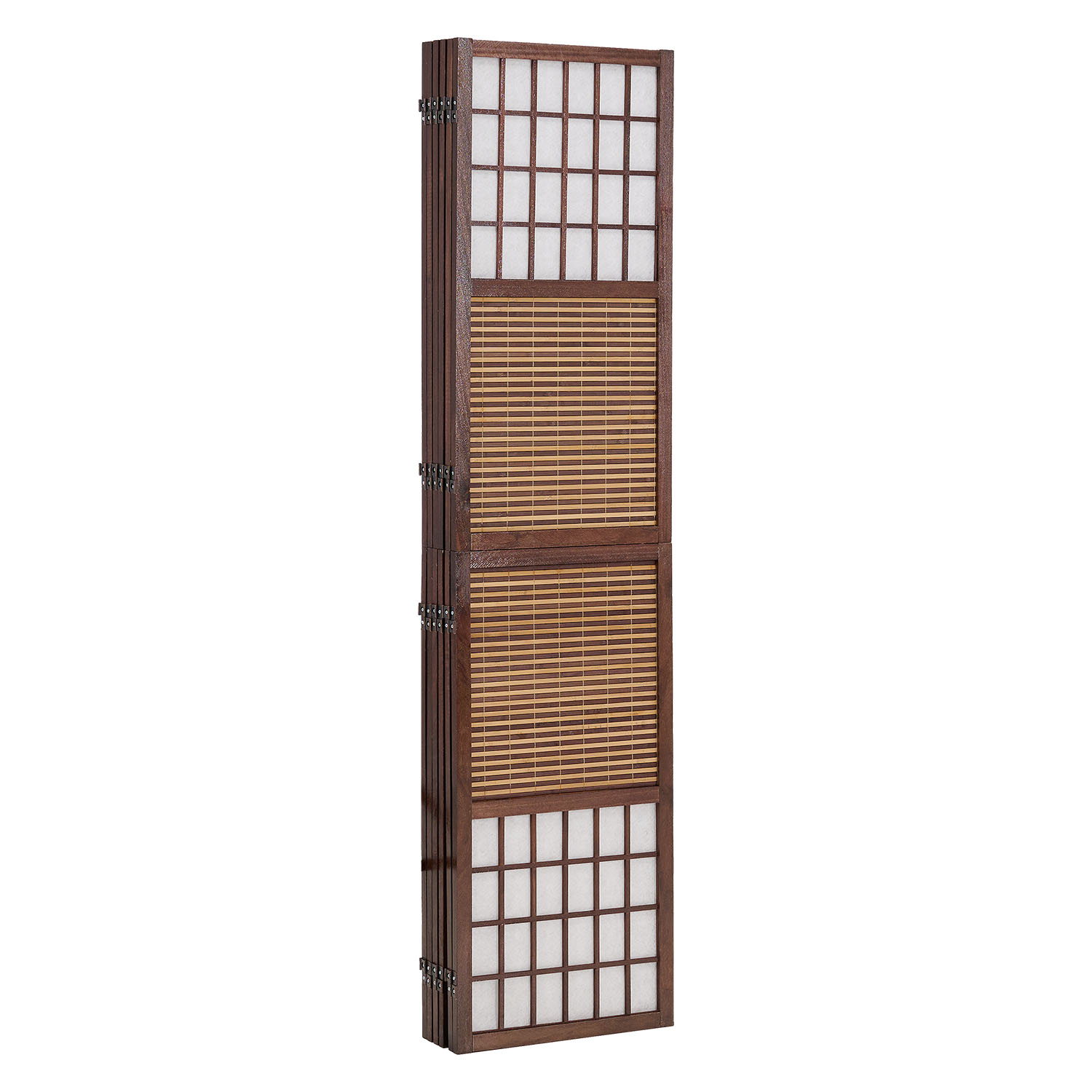 Paravent Brown Bamboo Shoji Rice Paper White | 6-panel | Wood | Room Divider Partition Privacy Screen