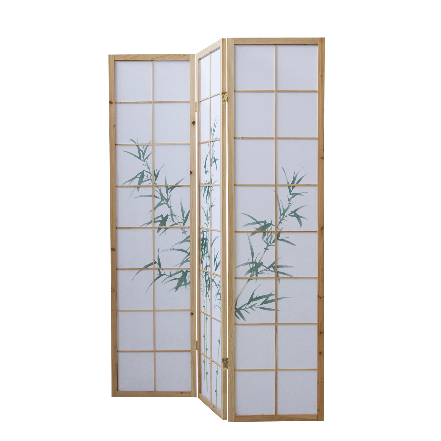 Paravent Natural Bamboo Pattern Print | 3-panel | Wood | Room Divider Partition Privacy Screen