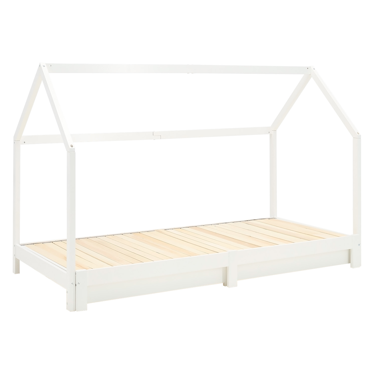 Children's Bed 90x200 cm White | House Bed Extendable to Double Bed | Functional Bed | with Slatted Frame | Wood