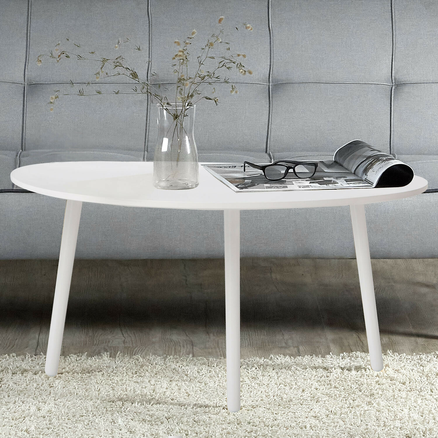 Side Table Occasional Table Coffee Table White Wooden Table Kidney Table Wood