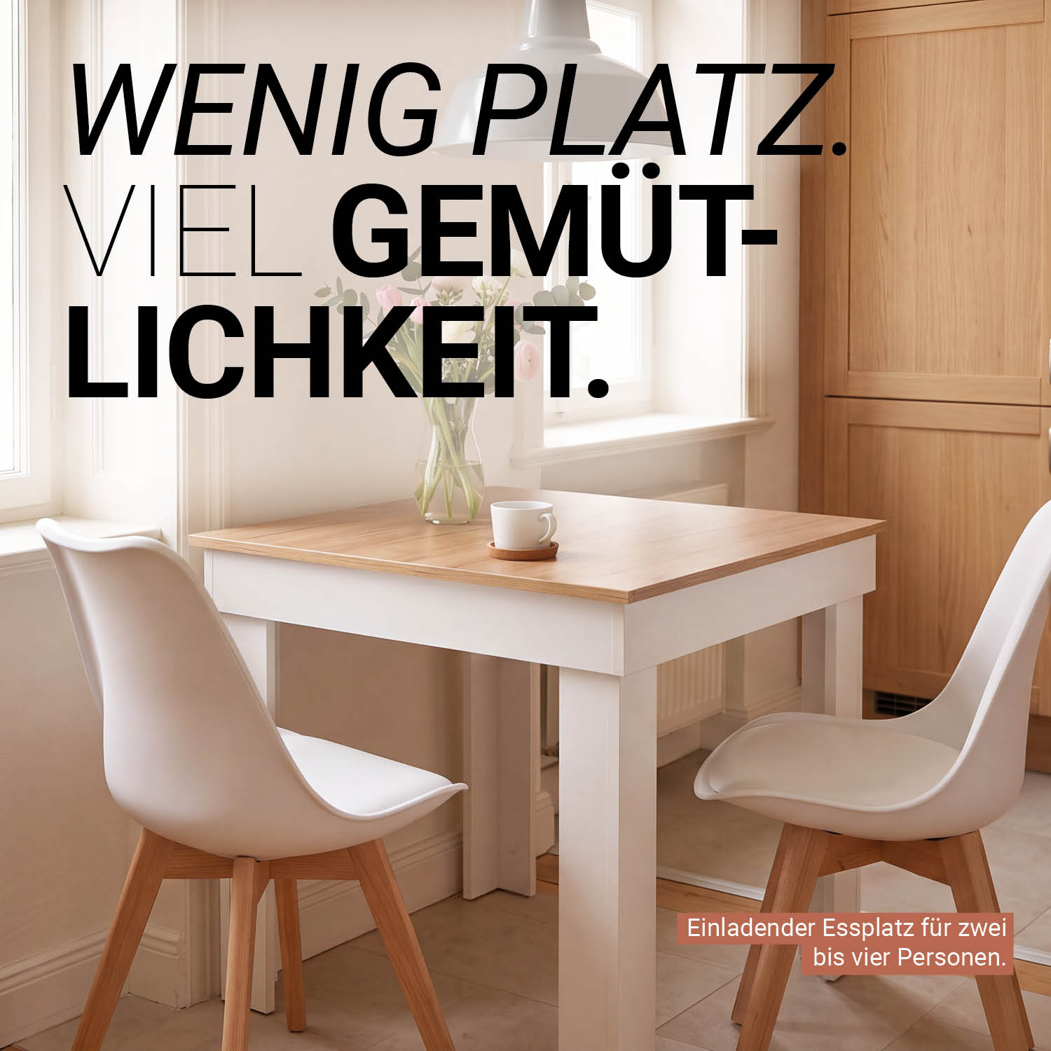 Esstisch Esszimmertisch Weiß 80x80 / 90x60 cm Holztisch Küchentisch Holz Eiche Tisch Massiv Wohnzimmertisch