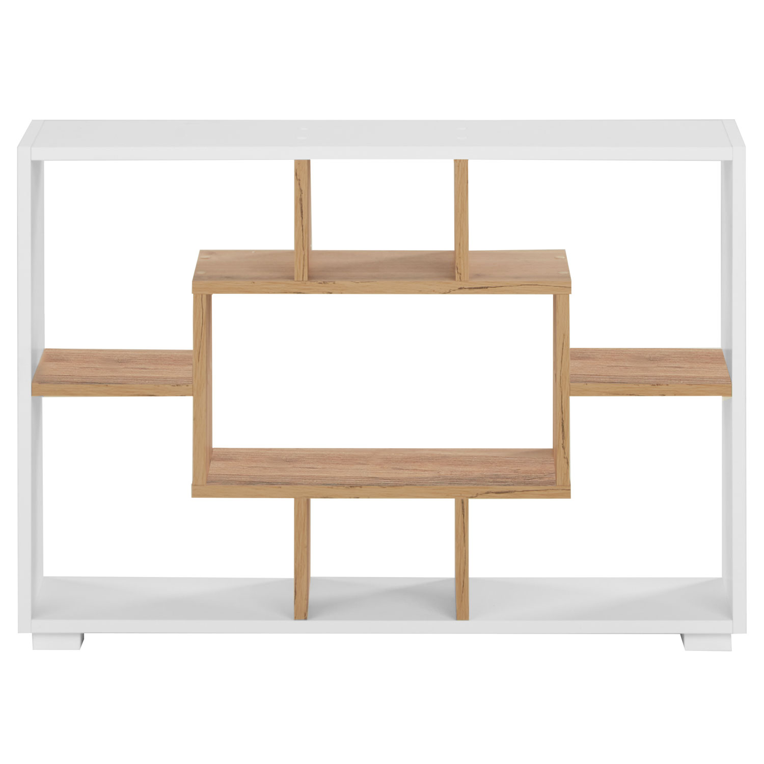 Shelf 4 Versions Floor or Wall Shelf 7 Compartments Bookcase Oak White Wood Solid Modern
