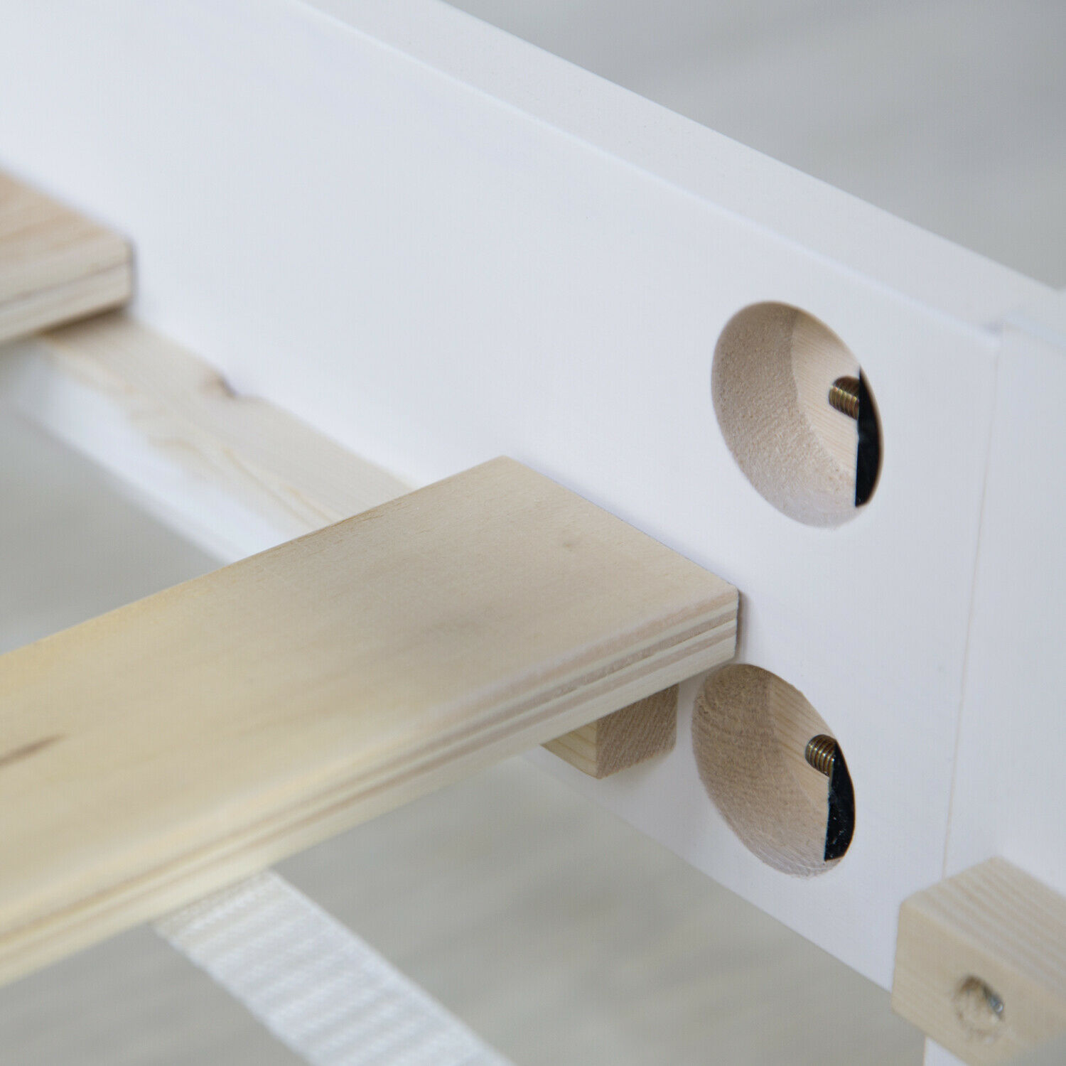 Wood Bed 160x200 cm White | Double Bed | with Slatted Frame | Solid | Kids Youth Guest Bedroom