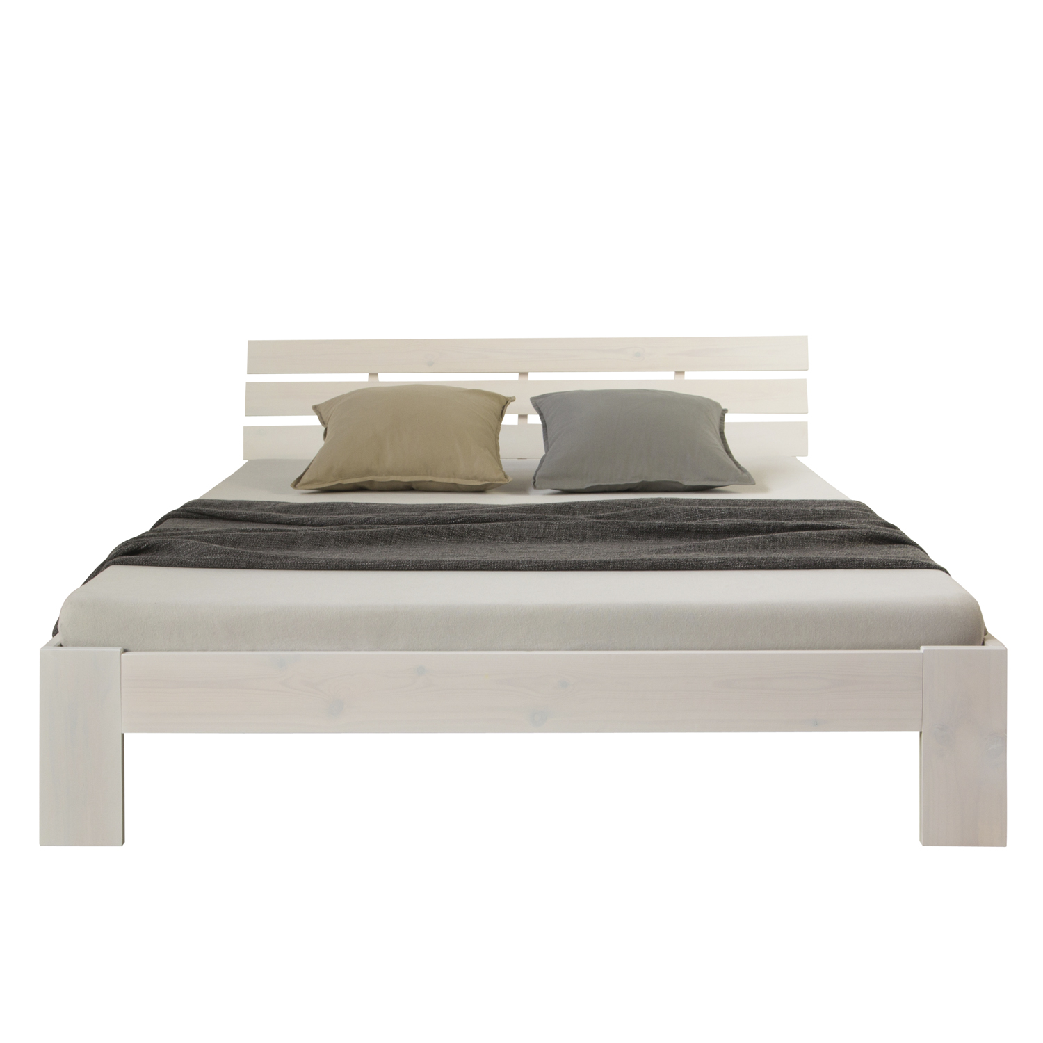 Lit double avec matelas et sommier 140x200 Lit blanc pin massif Cadre de lit en bois Lit futon