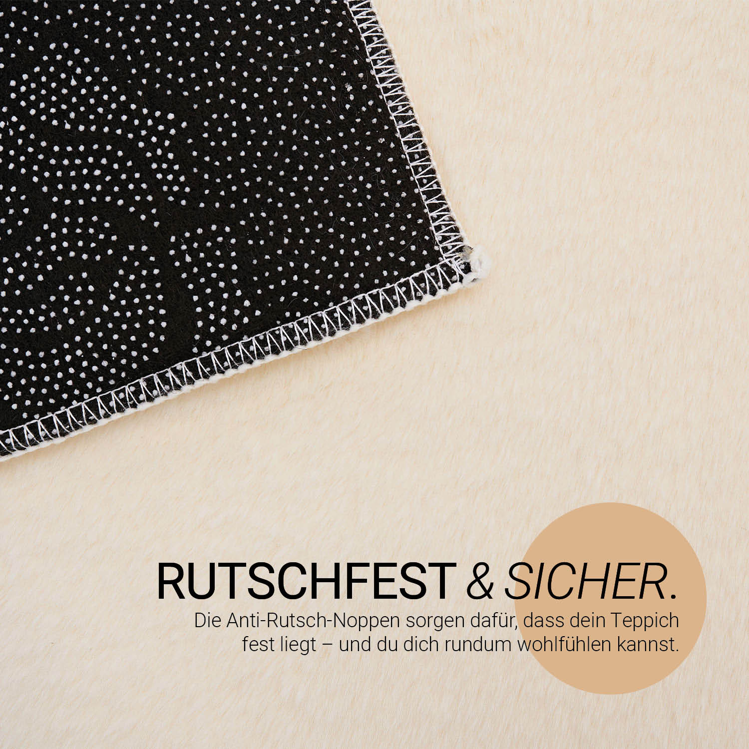 Soft Beige Rug 160x230 cm – Modern Short Pile Living Room Rug – Non Slip Bedroom Carpet – Washable Fluffy Area Rug